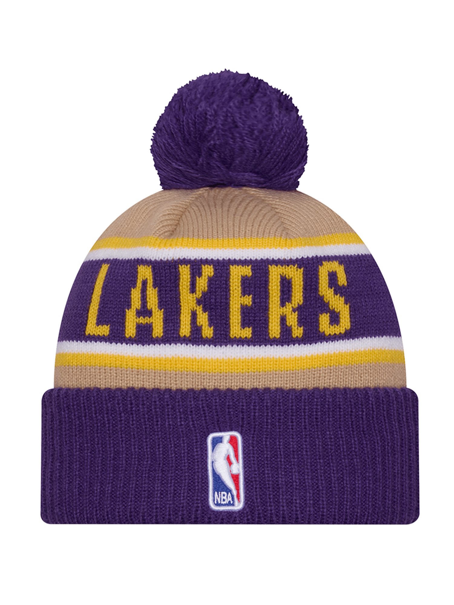 Los Angeles Lakers New Era NBA 24 Draft Knit Beanie - Tan