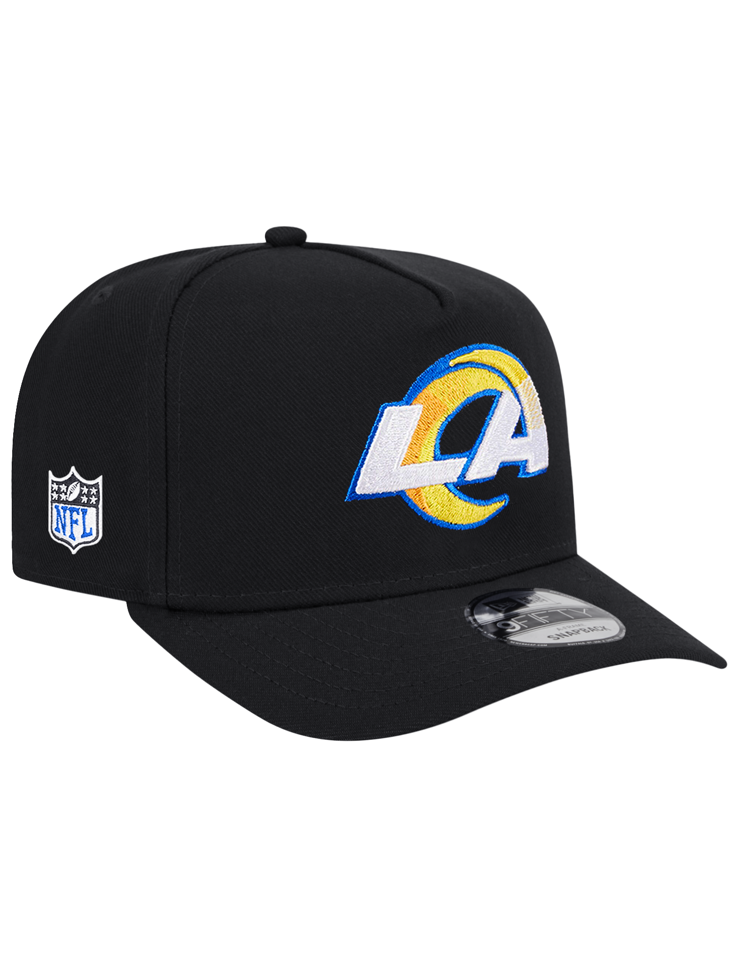 Los Angeles Rams New Era NFL Team 9FIFTY A-Frame Pre-Curved Snapback Hat - Black