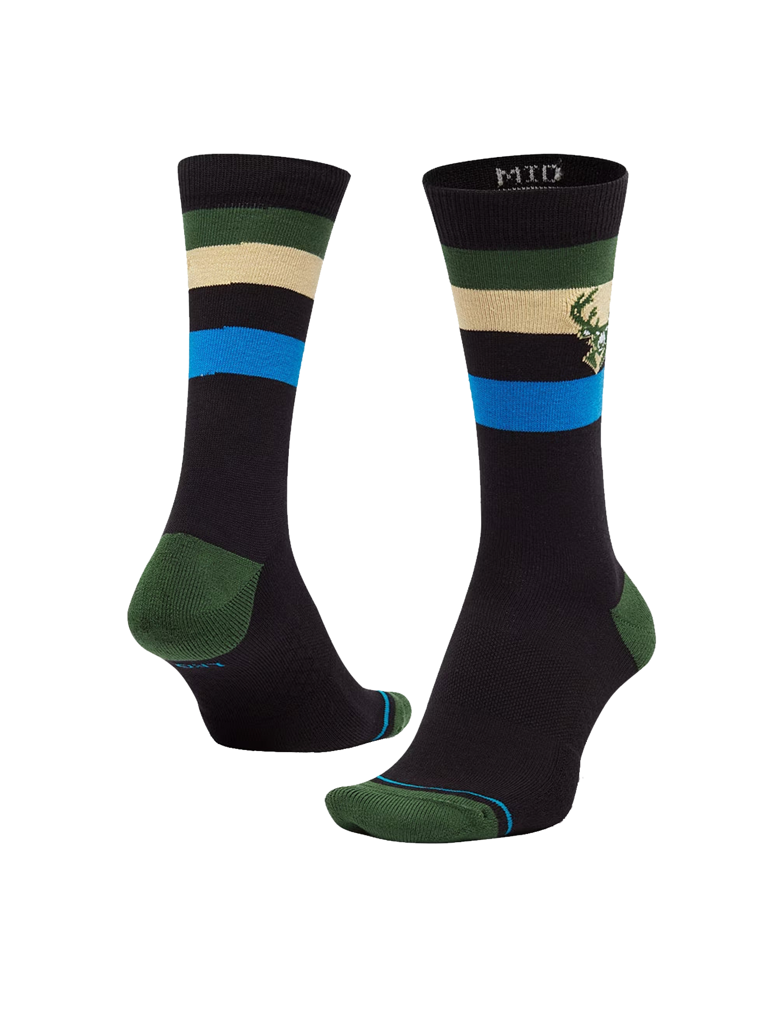 Milwaukee Bucks Stance NBA Team Stripe Crew Socks - Black