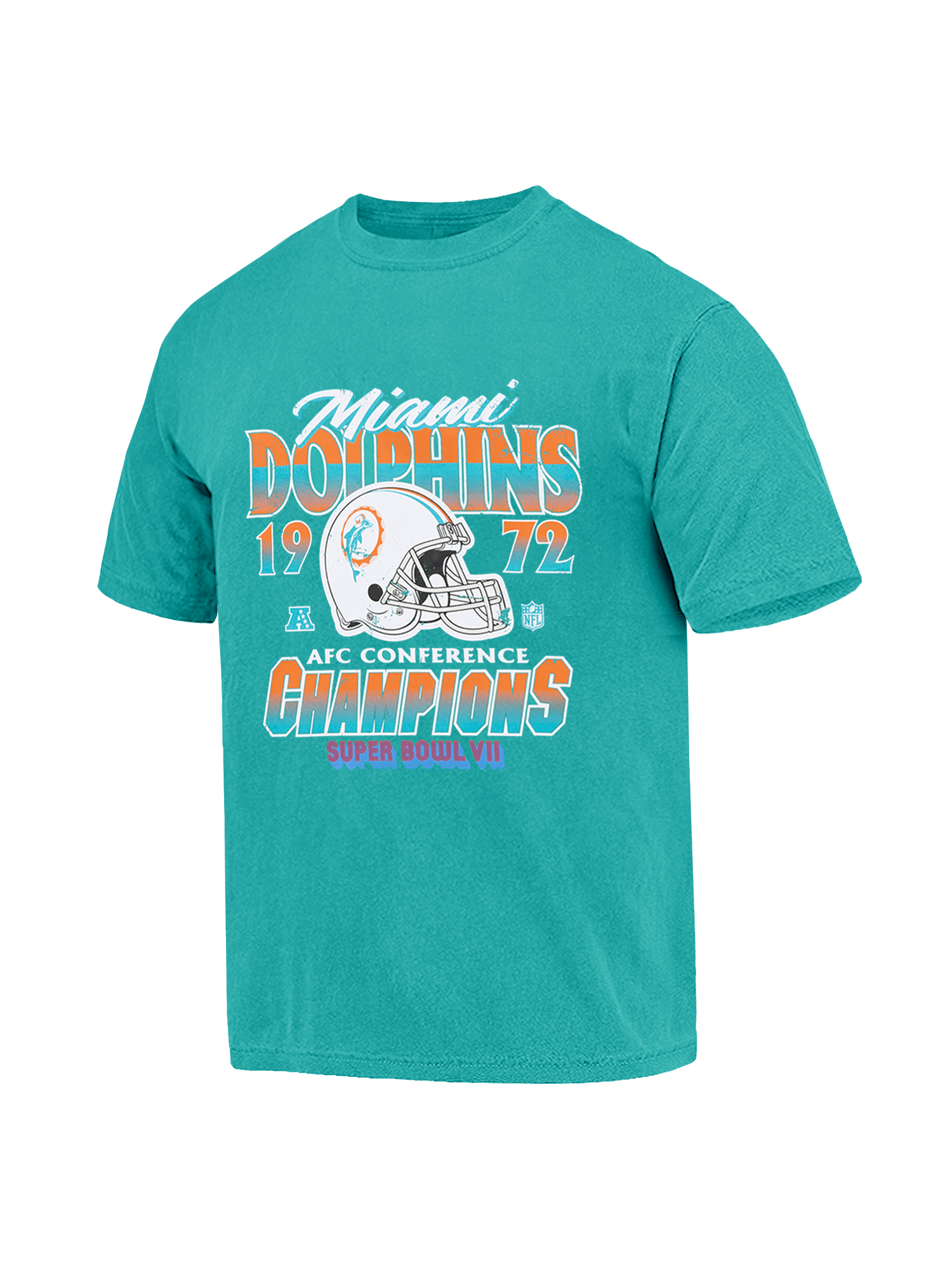 Miami Dolphins Majestic NFL 72 Champs Vintage T-Shirt - Faded Teal