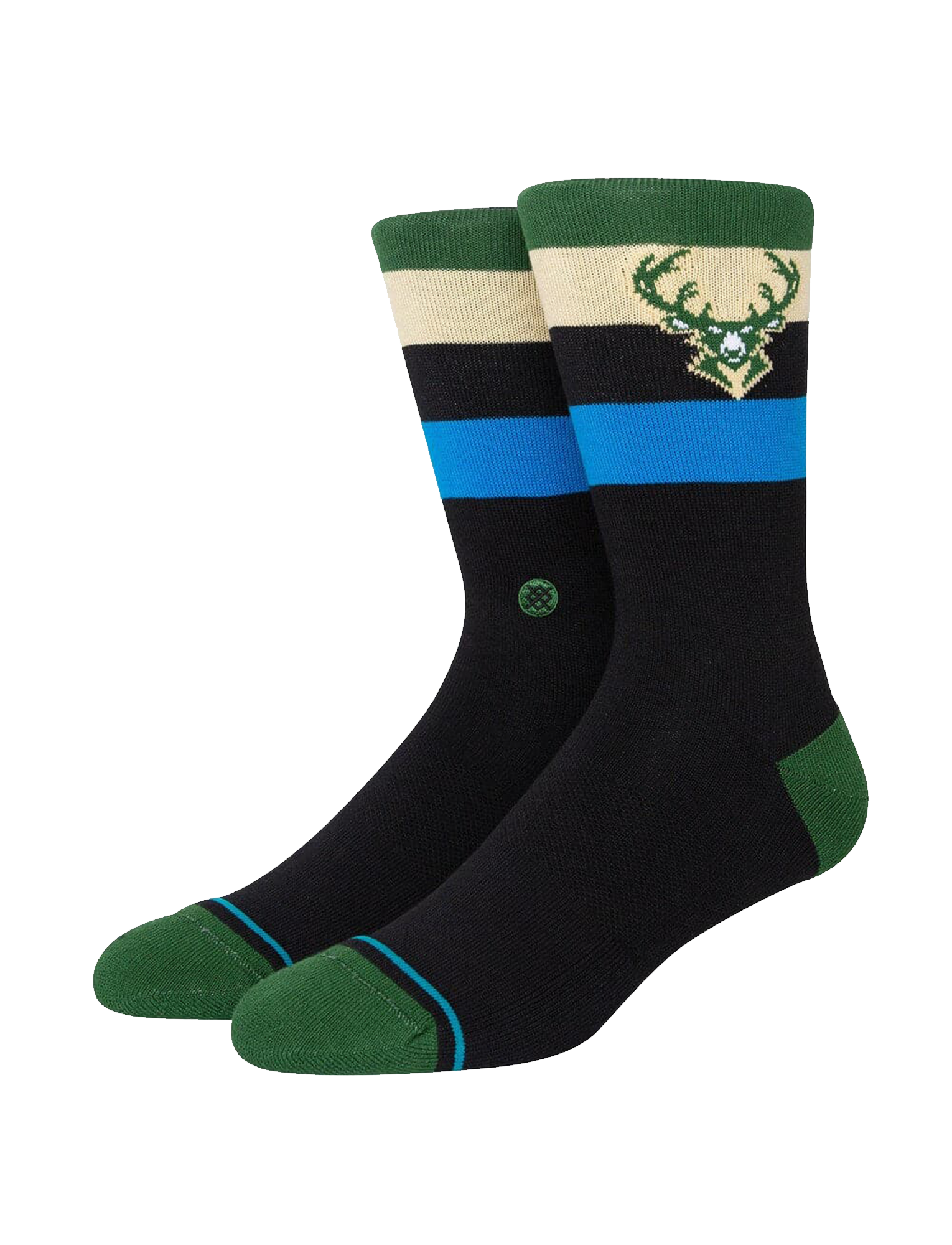 Milwaukee Bucks Stance NBA Team Stripe Crew Socks - Black