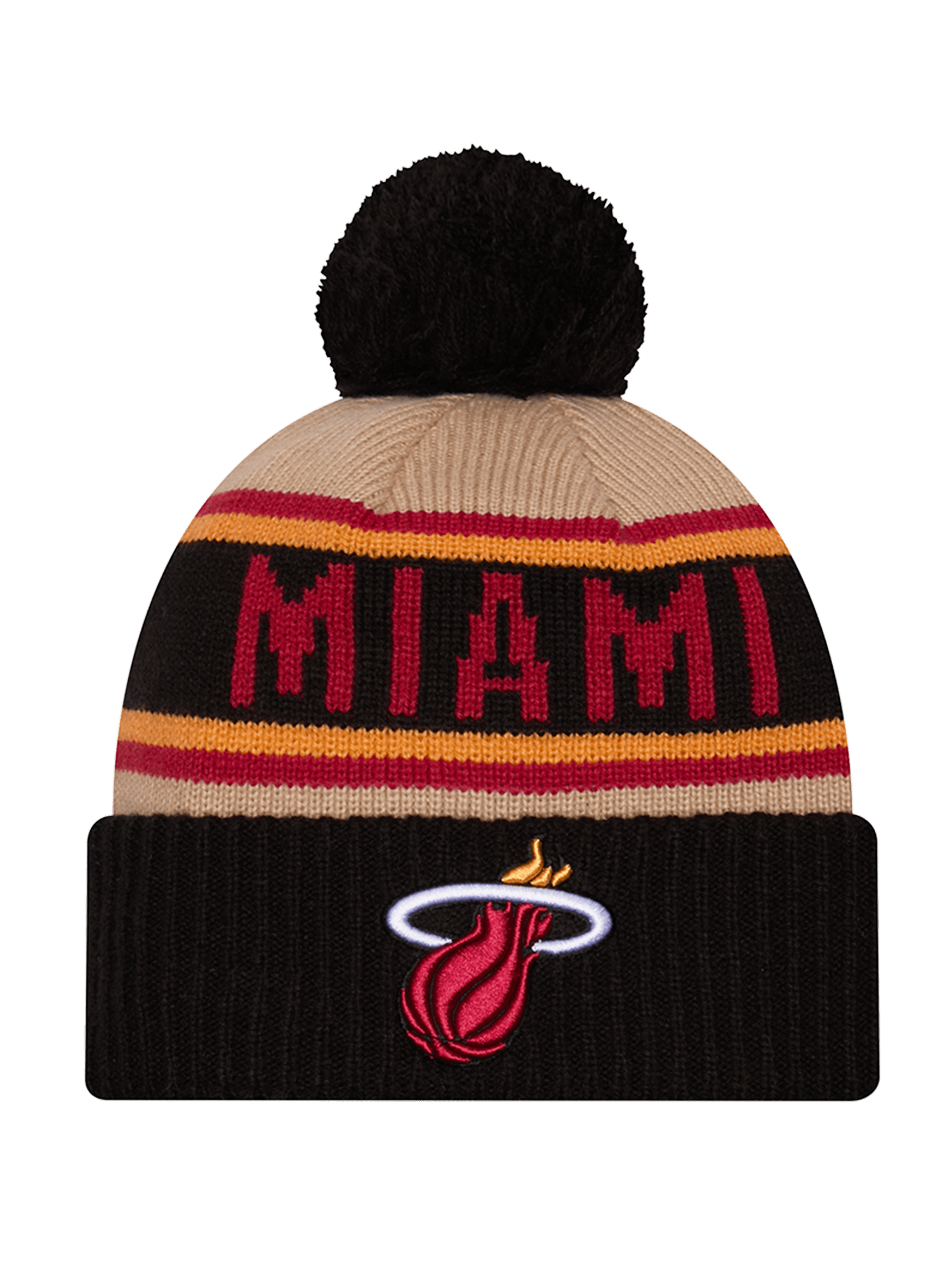 Miami Heat New Era NBA 24 Draft Knit Beanie - Tan