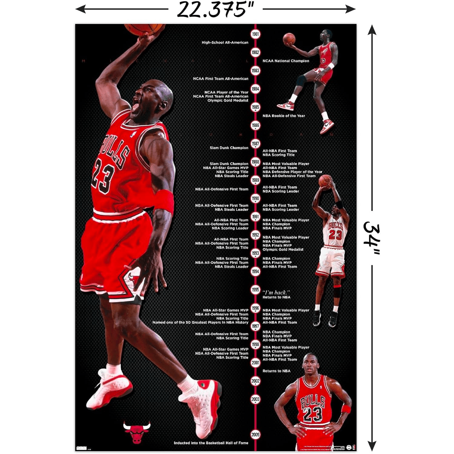 Michael Jordan Chicago Bulls Trends NBA 61 x 91.5cm Timeline Poster