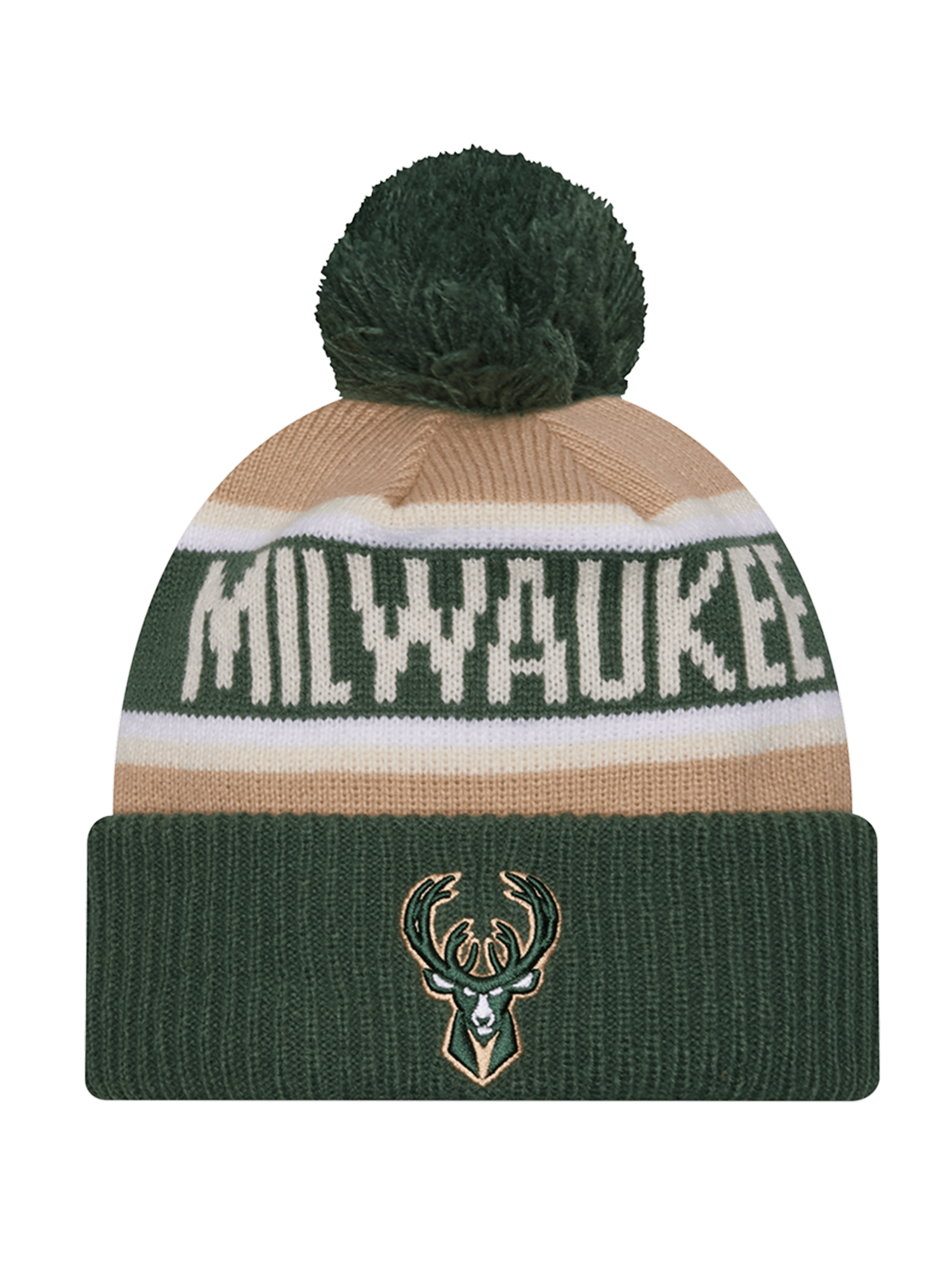 Milwaukee Bucks New Era NBA 24 Draft Knit Beanie - Tan