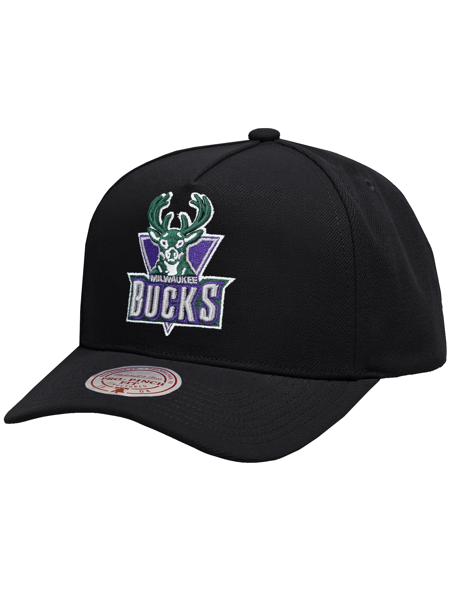 Milwaukee Bucks Mitchell & Ness NBA HWC Pro Pinch Snapback Hat - Black