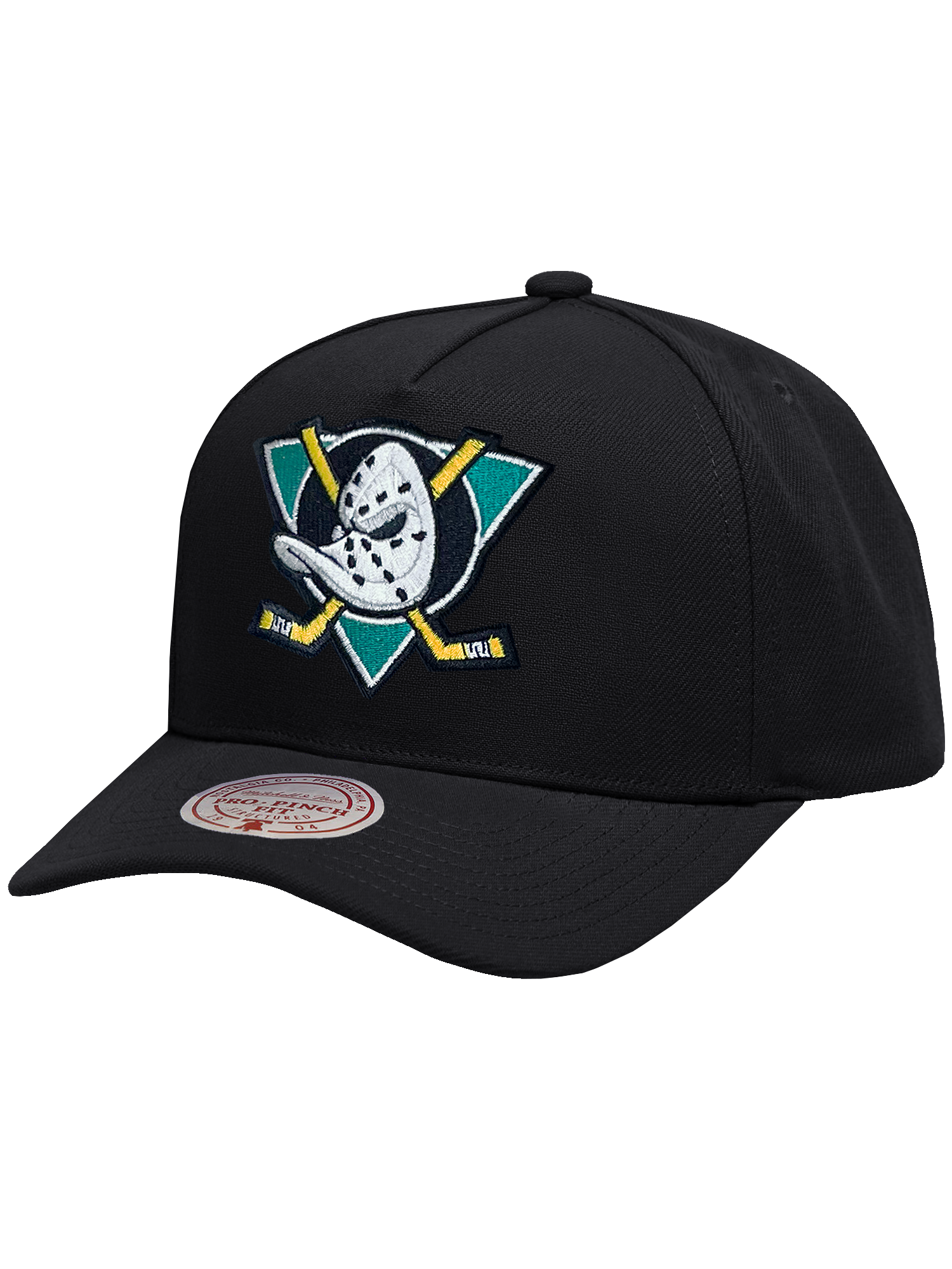 Anaheim Mighty Ducks Mitchell & Ness NHL Team Pro Pinch Snapback Hat - Black