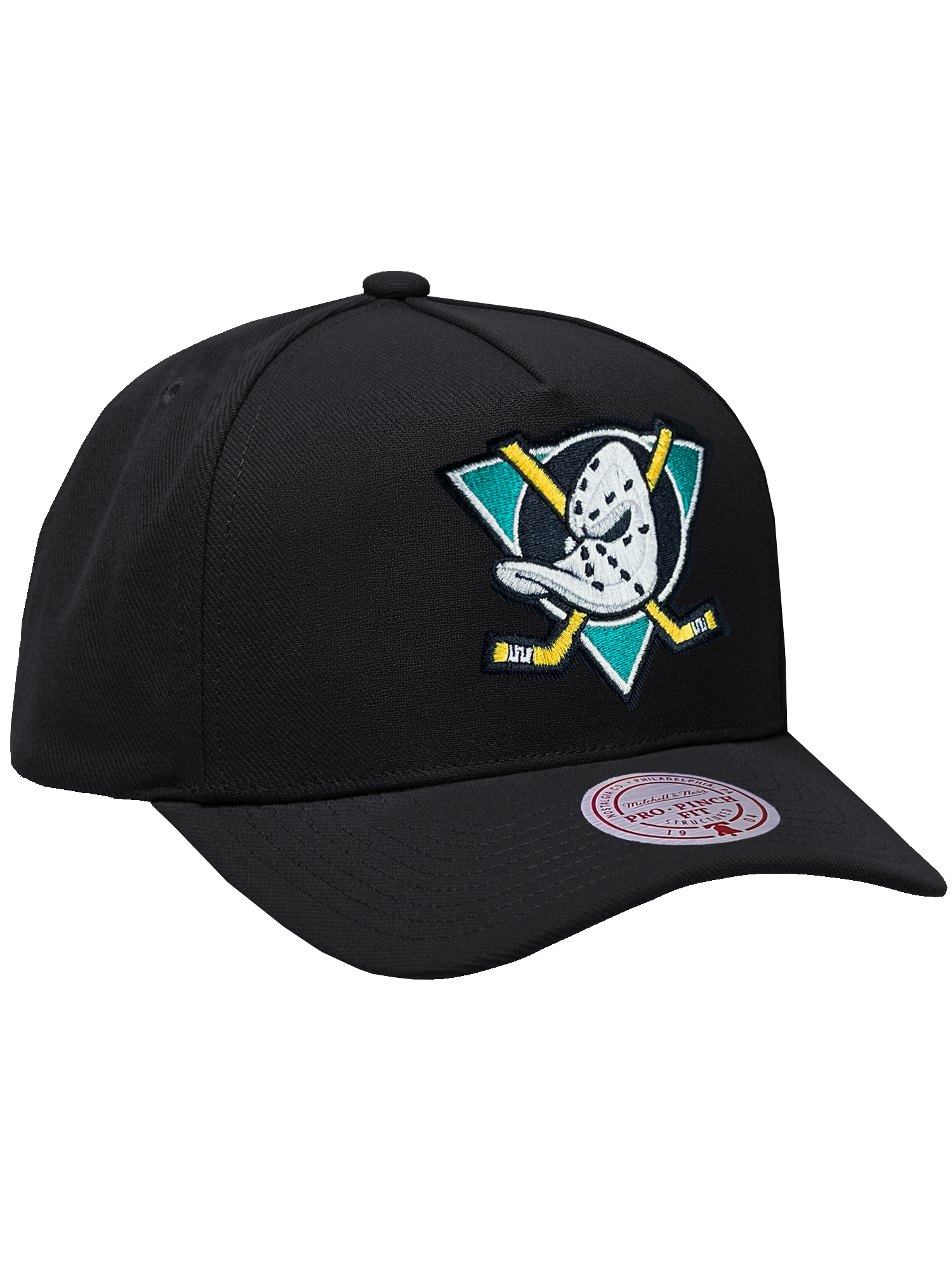 Anaheim Mighty Ducks Mitchell & Ness NHL Team Pro Pinch Snapback Hat - Black