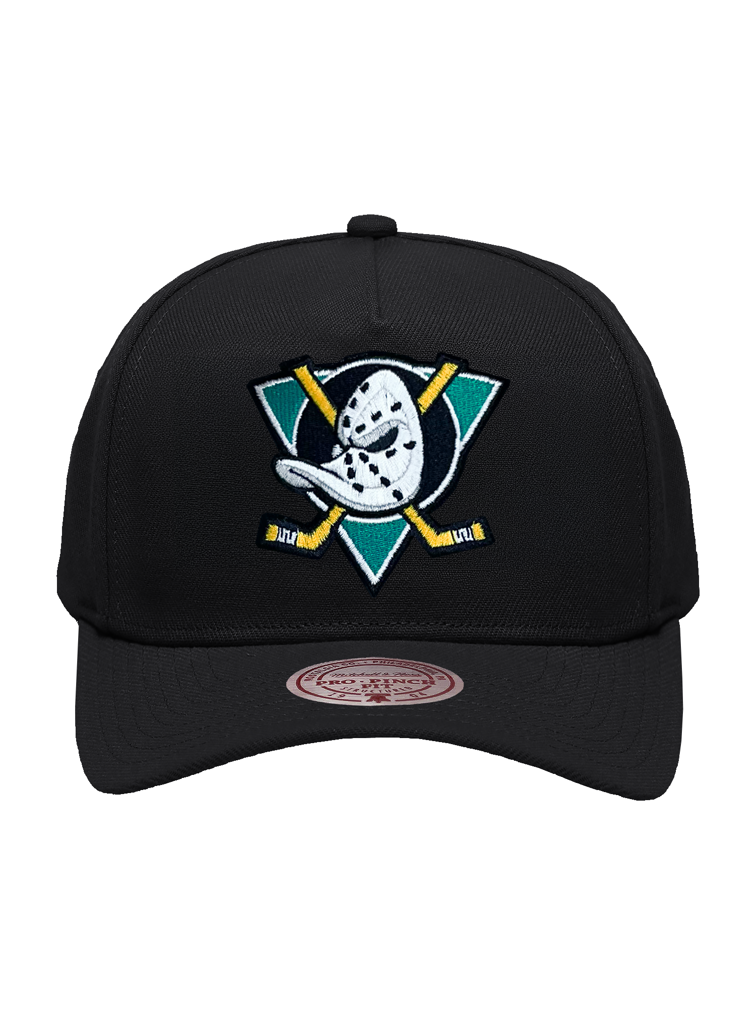 Anaheim Mighty Ducks Mitchell & Ness NHL Team Pro Pinch Snapback Hat - Black