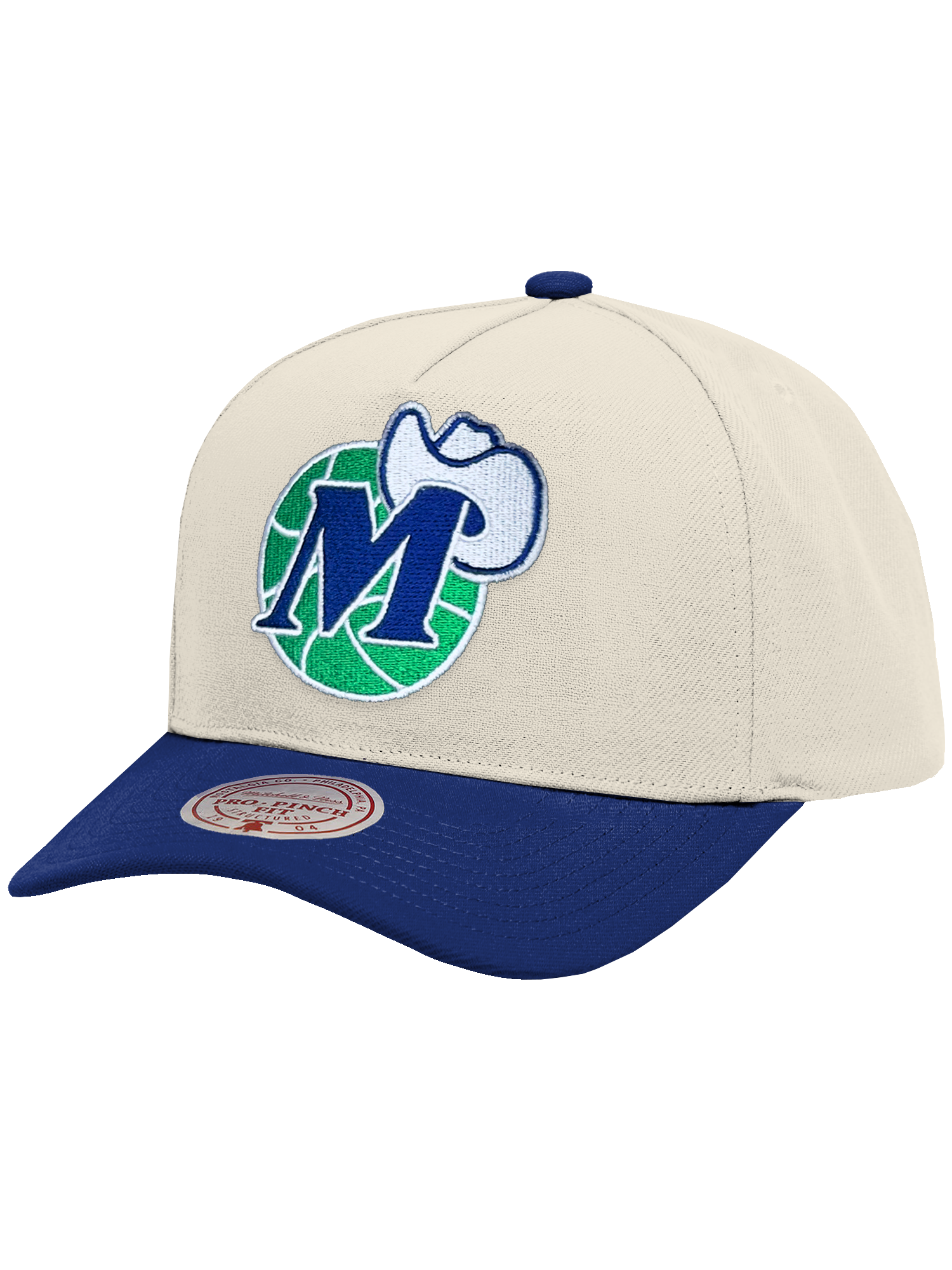 Dallas Mavericks Mitchell & Ness NBA HWC 2T Pro Pinch Snapback Hat - Cream