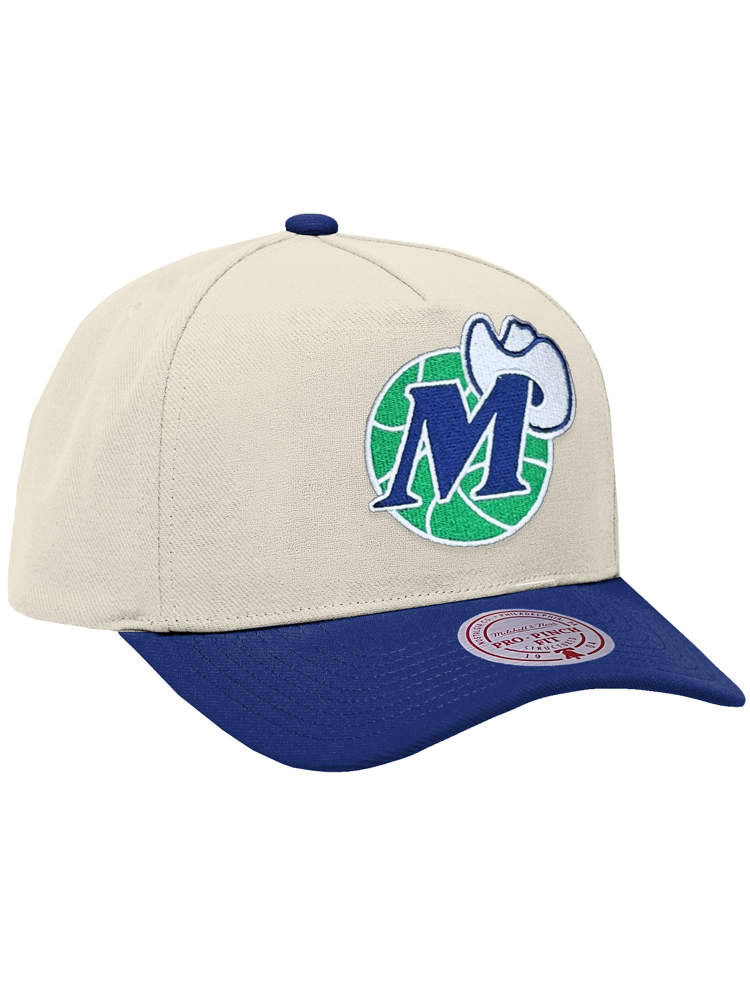 Dallas Mavericks Mitchell & Ness NBA HWC 2T Pro Pinch Snapback Hat - Cream