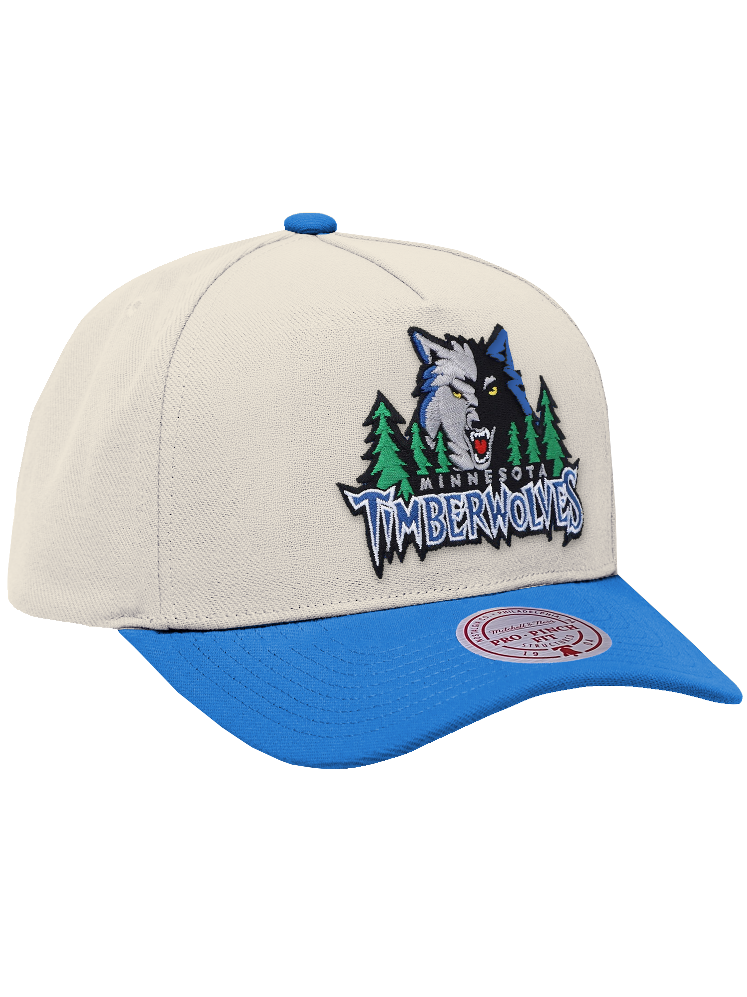 Minnesota Timberwolves Mitchell & Ness NBA HWC 2T Pro Pinch Snapback Hat - Cream