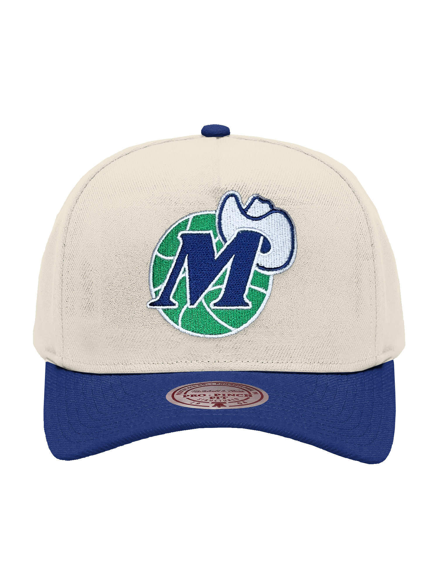 Dallas Mavericks Mitchell & Ness NBA HWC 2T Pro Pinch Snapback Hat - Cream