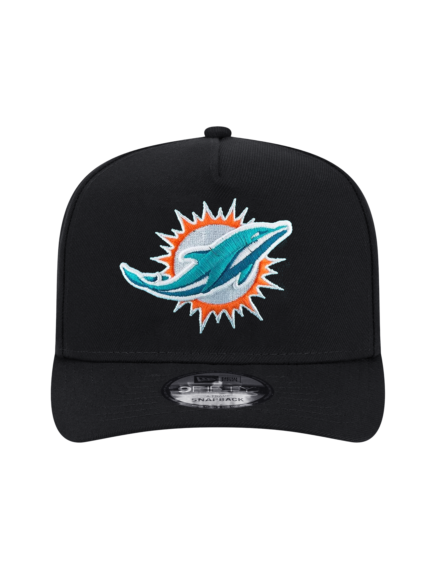 Miami Dolphins New Era NFL Team 9FIFTY A-Frame Pre-Curved Snapback Hat - Black