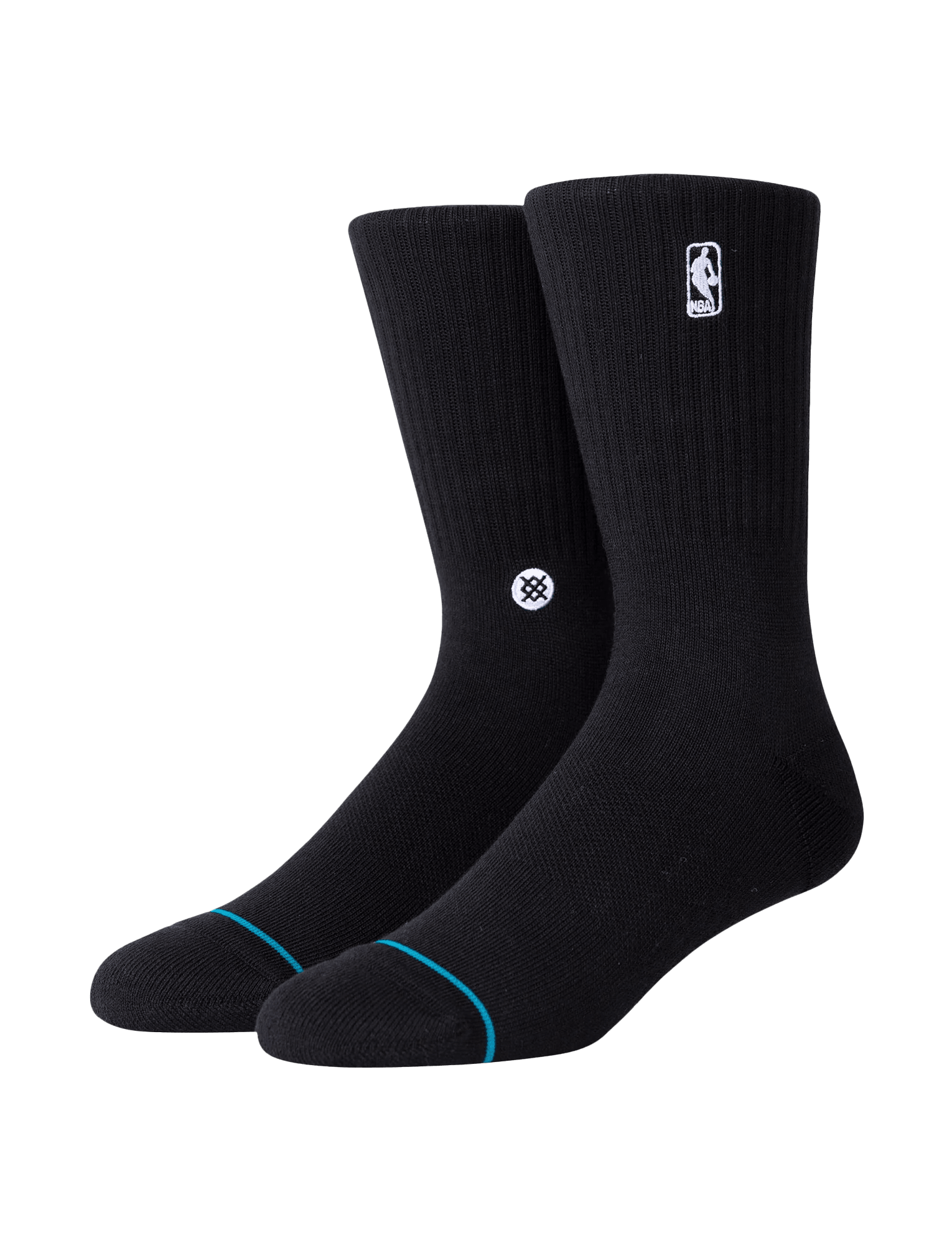 Mens NBA Logoman Stance Black & White Crew Socks - Black