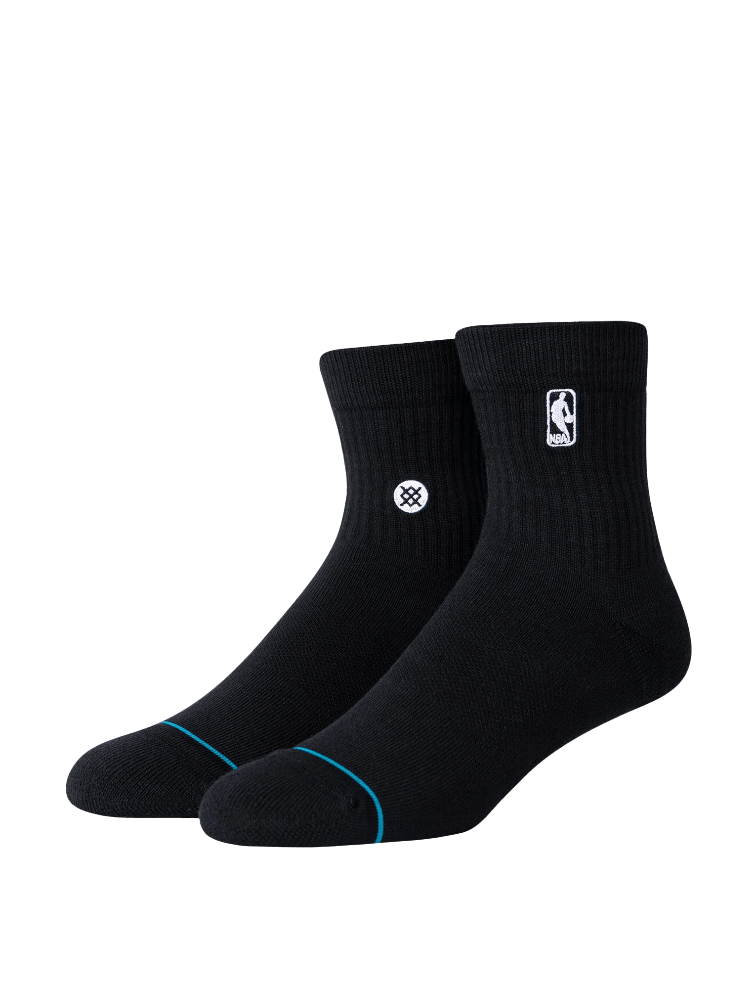 Mens NBA Logoman Stance Black & White Quarter Socks - Black