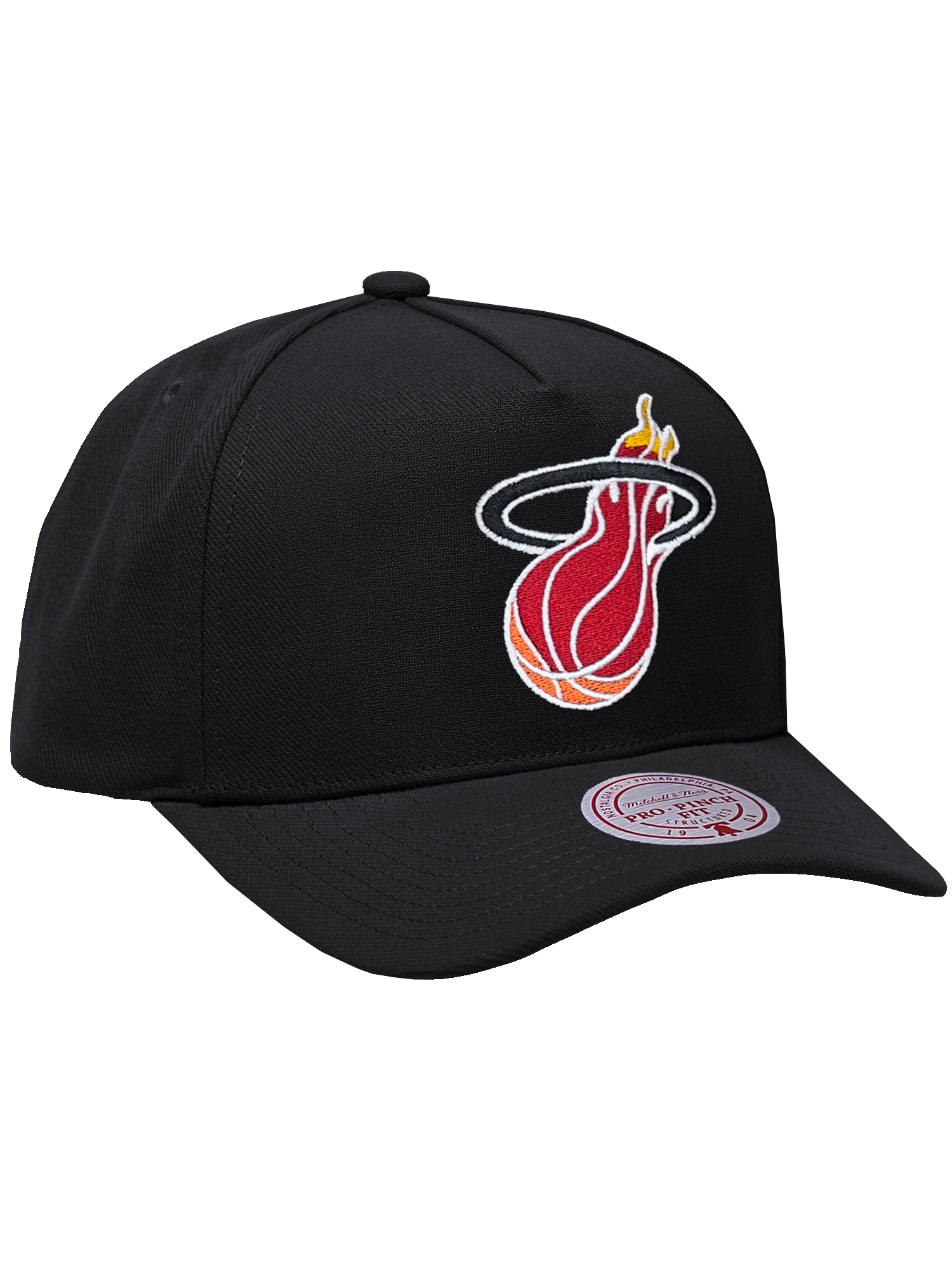 Miami Heat Mitchell & Ness NBA HWC Pro Pinch Snapback Hat - Black