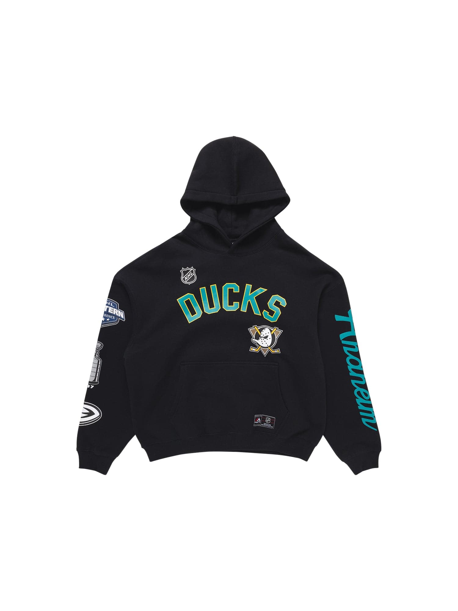 Anaheim Mighty Ducks Majestic NHL Wordmark Vintage Hoodie Jumper - Faded Black