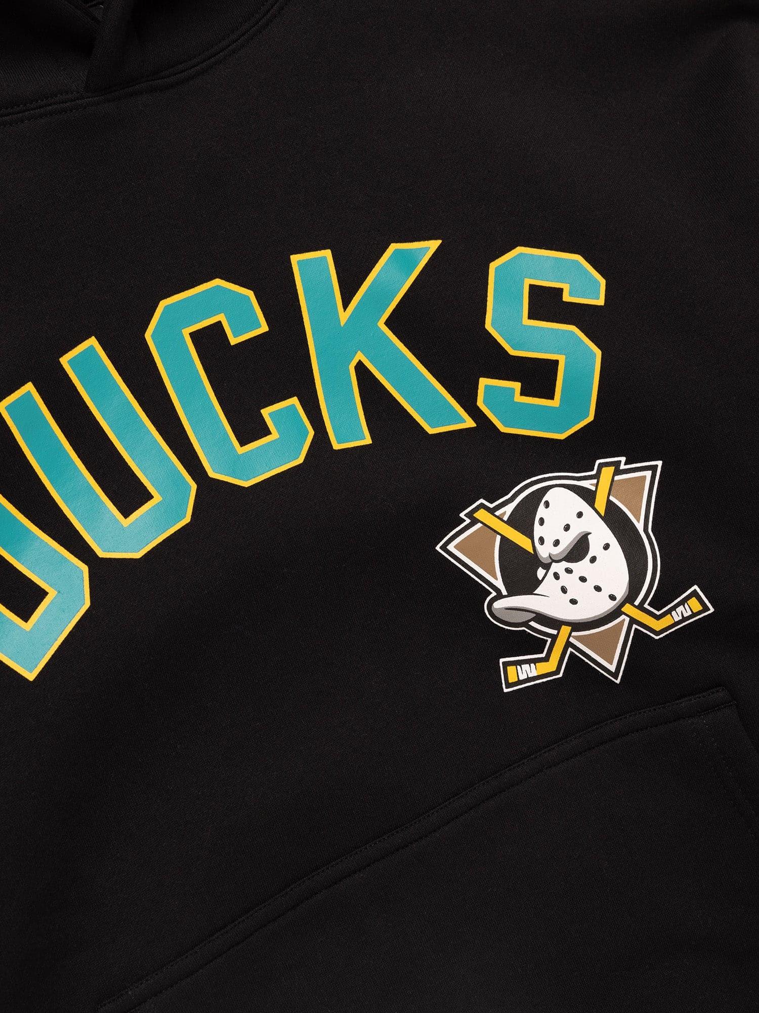 Anaheim Mighty Ducks Majestic NHL Wordmark Vintage Hoodie Jumper - Faded Black