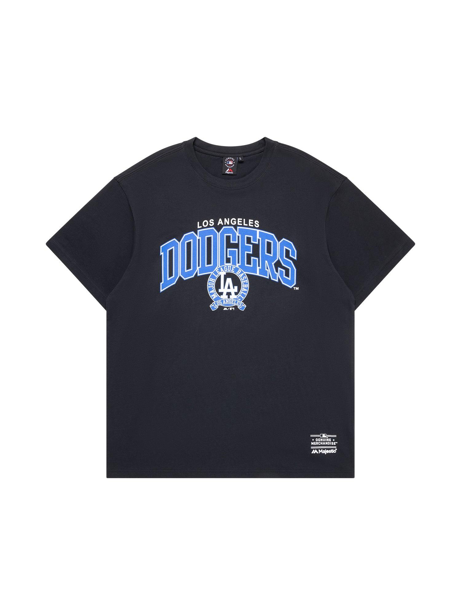 Los Angeles Dodgers Majestic MLB Logo Arch Vintage T-Shirt - Faded Black