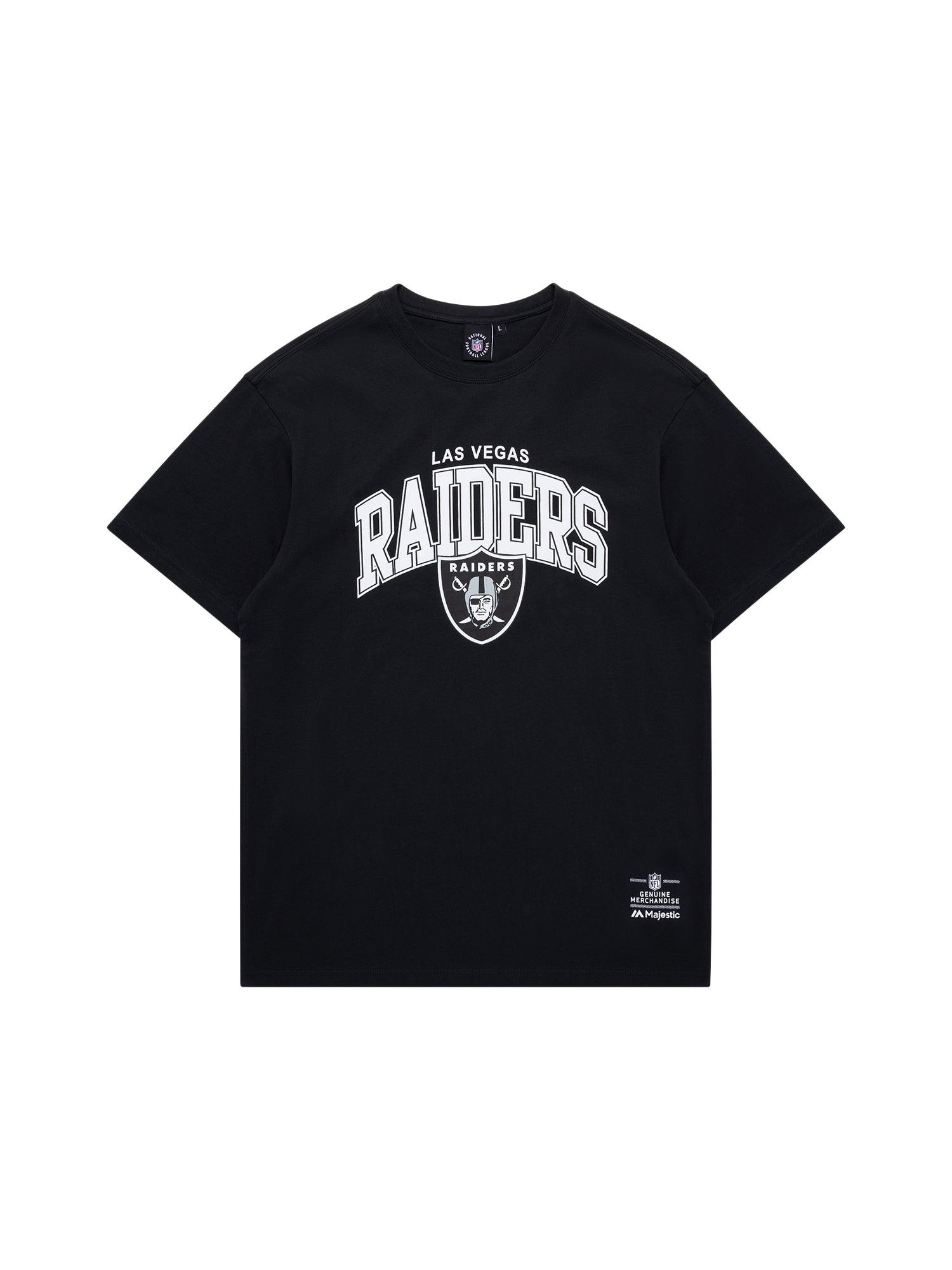 Las Vegas Raiders Majestic NFL Logo Arch Vintage T-Shirt - Faded Black