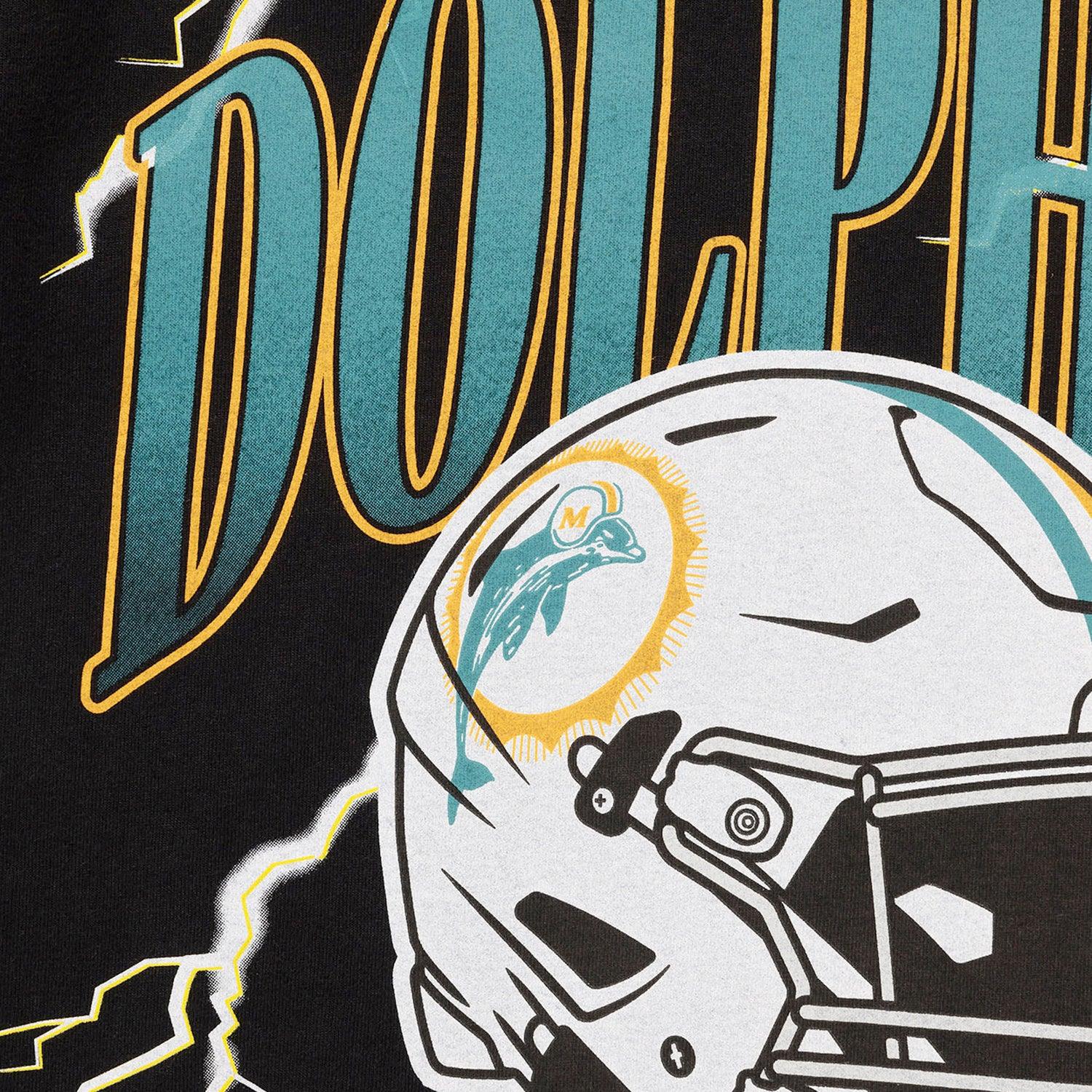 Miami Dolphins Majestic NFL Team Lightning Vintage T-Shirt - Faded Black