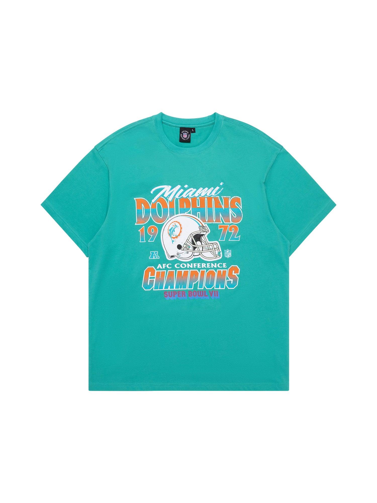 Miami Dolphins Majestic NFL 72 Champs Vintage T-Shirt - Faded Teal