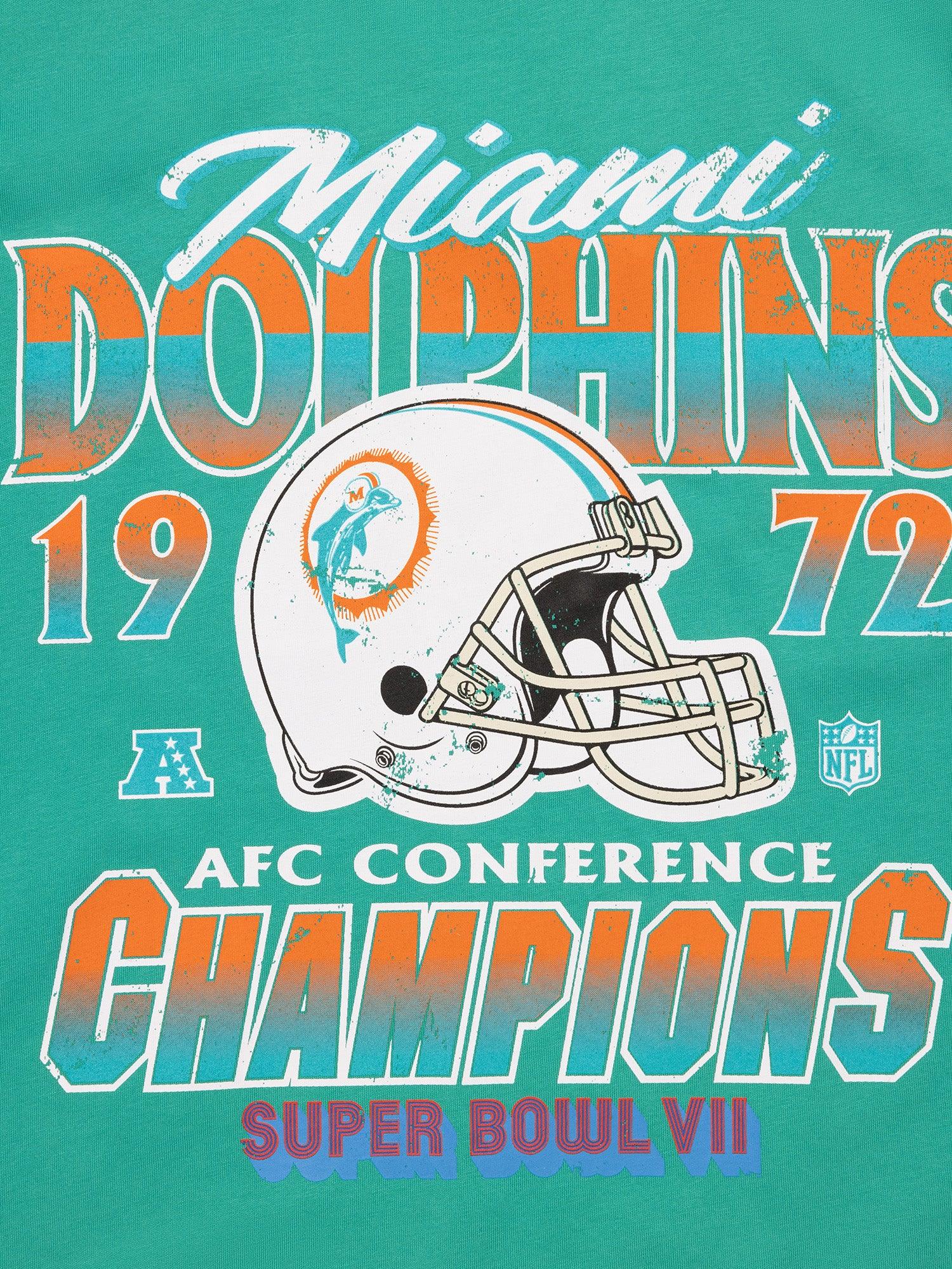 Miami Dolphins Majestic NFL 72 Champs Vintage T-Shirt - Faded Teal