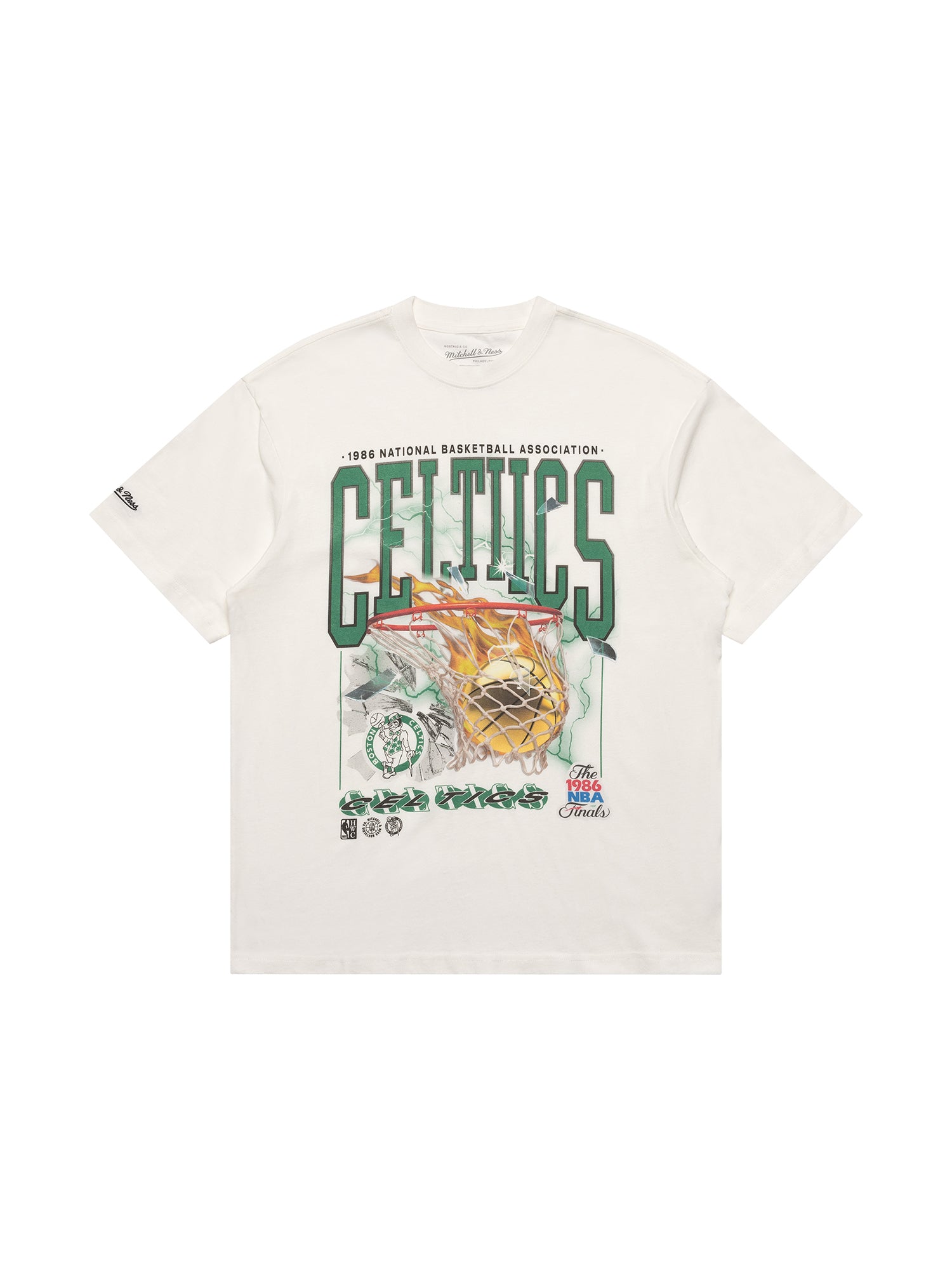 Boston Celtics Mitchell & Ness NBA Flash Vintage T-Shirt - Vintage White