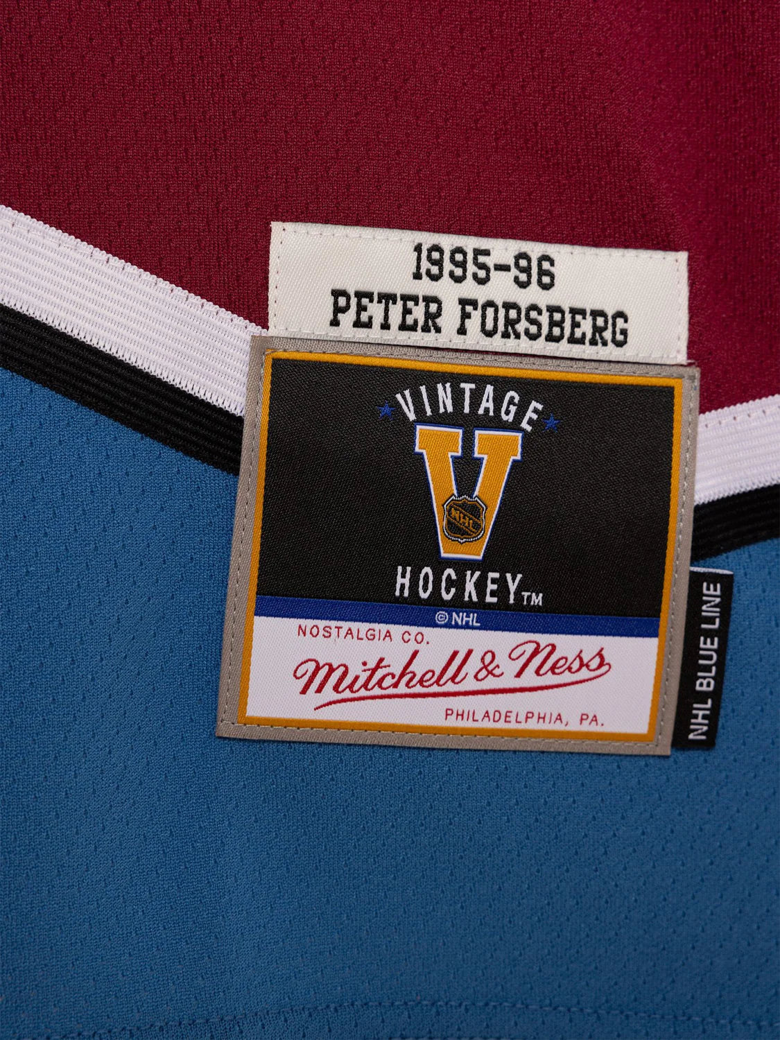 Peter Forsberg Colorado Avalanche Mitchell & Ness NHL 95-96 Blue Line Jersey - Burgundy