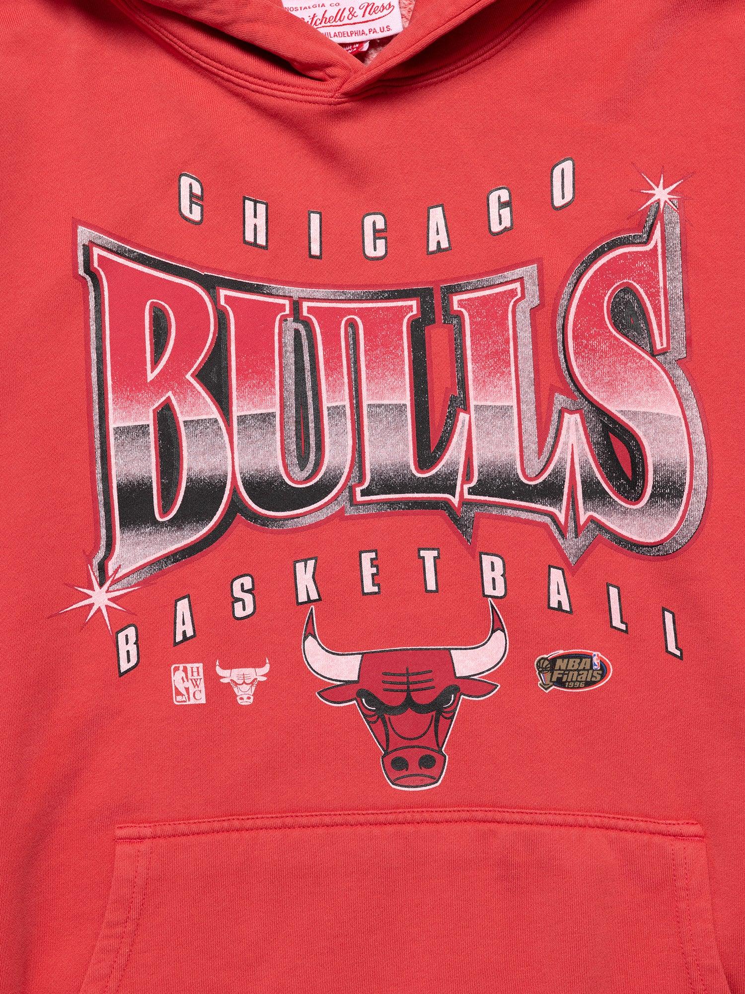 Chicago Bulls Mitchell & Ness NBA Glow Up Vintage Hoodie Jumper - Faded Red