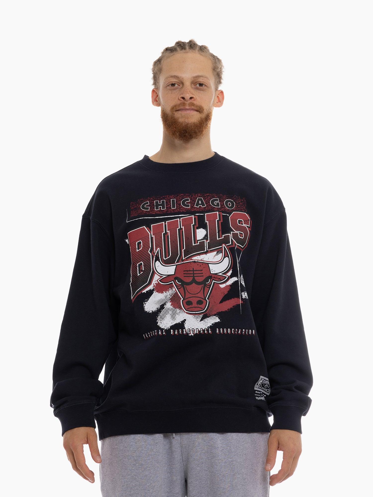 Chicago Bulls Mitchell & Ness NBA Brush Off 2.0 Vintage Crew Jumper - Faded Black