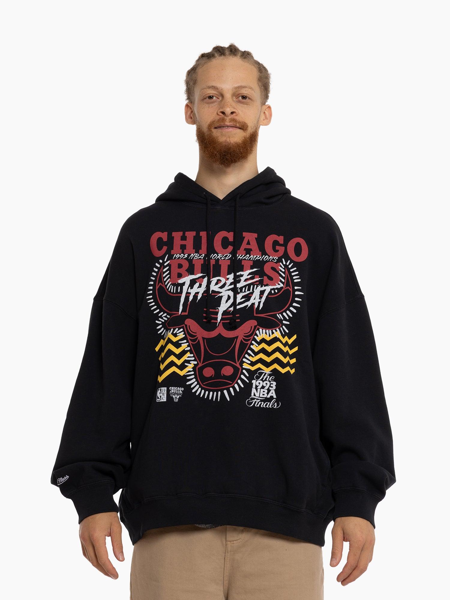 Chicago Bulls Mitchell & Ness NBA Accolades Vintage Hoodie Jumper - Faded Black