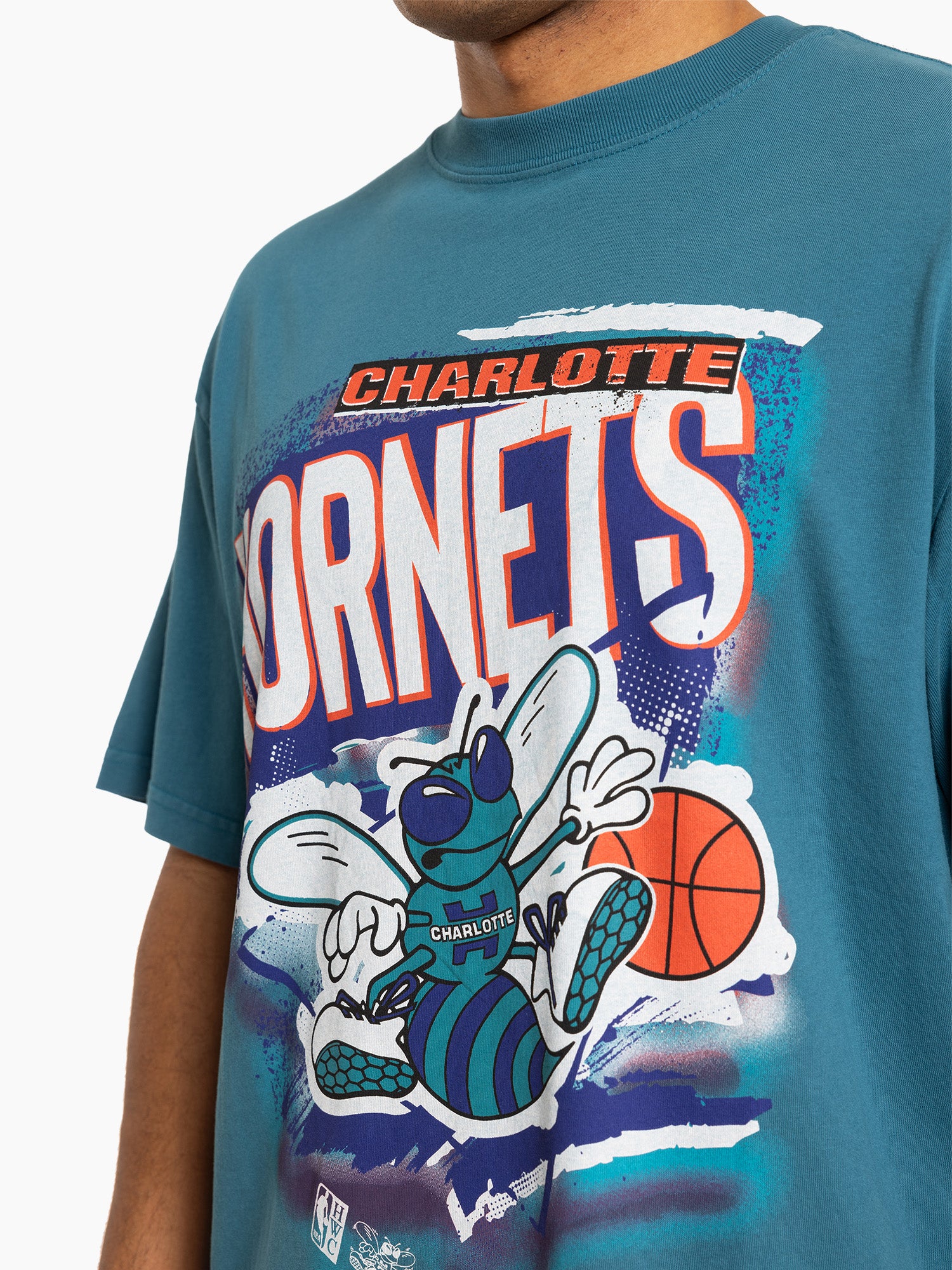 Charlotte Hornets Mitchell & Ness NBA Abstract Vintage T-Shirt - Faded Teal