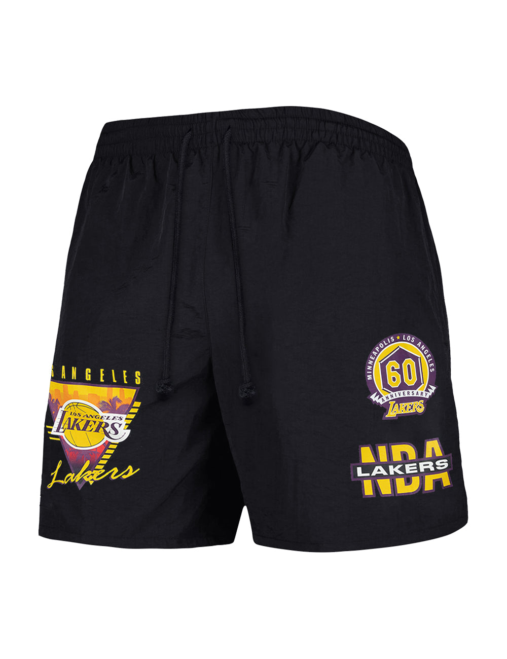 Los Angeles Lakers Mitchell & Ness NBA Where You At Nylon Shorts - Black