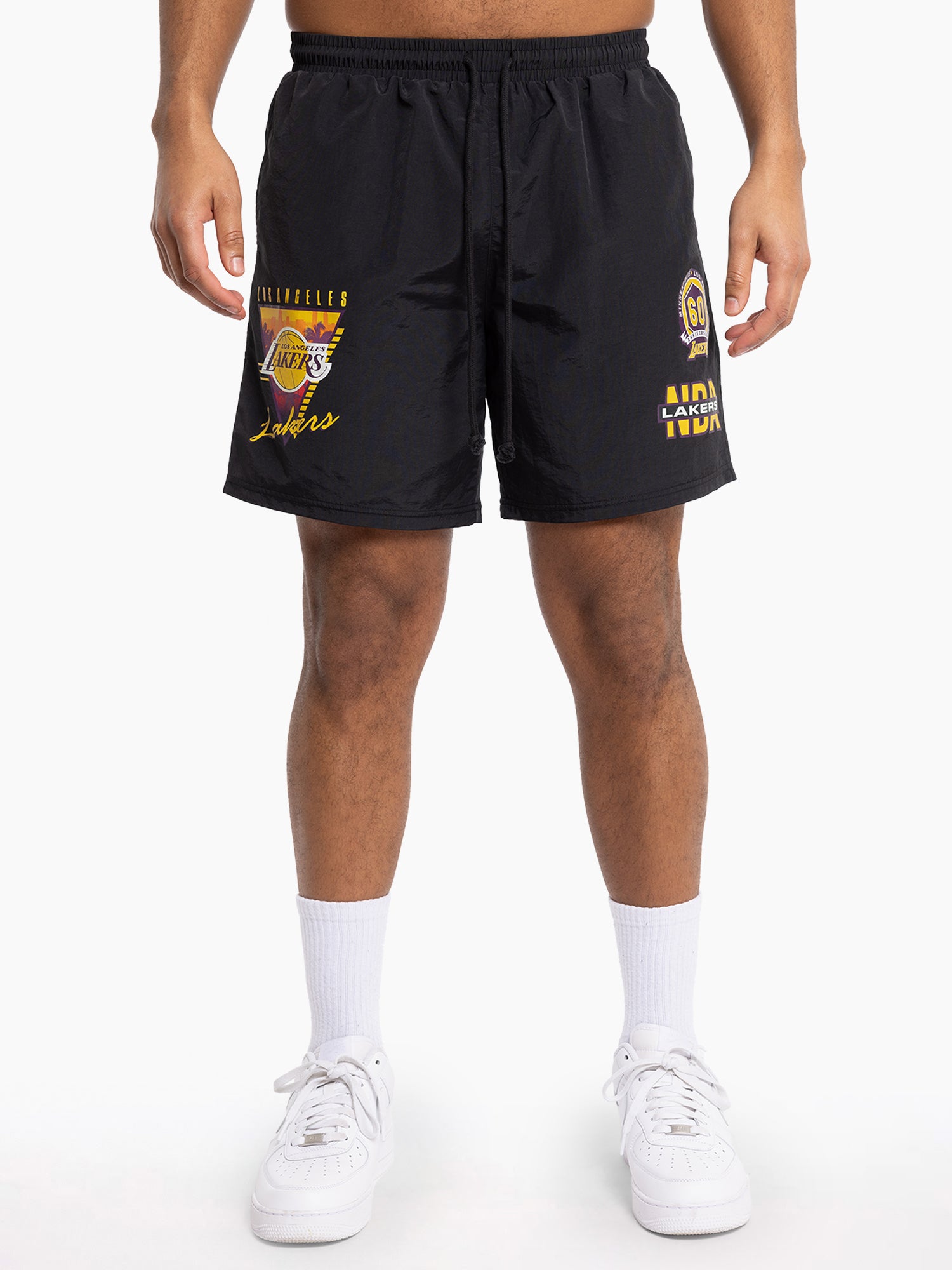 Los Angeles Lakers Mitchell & Ness NBA Where You At Nylon Shorts - Black