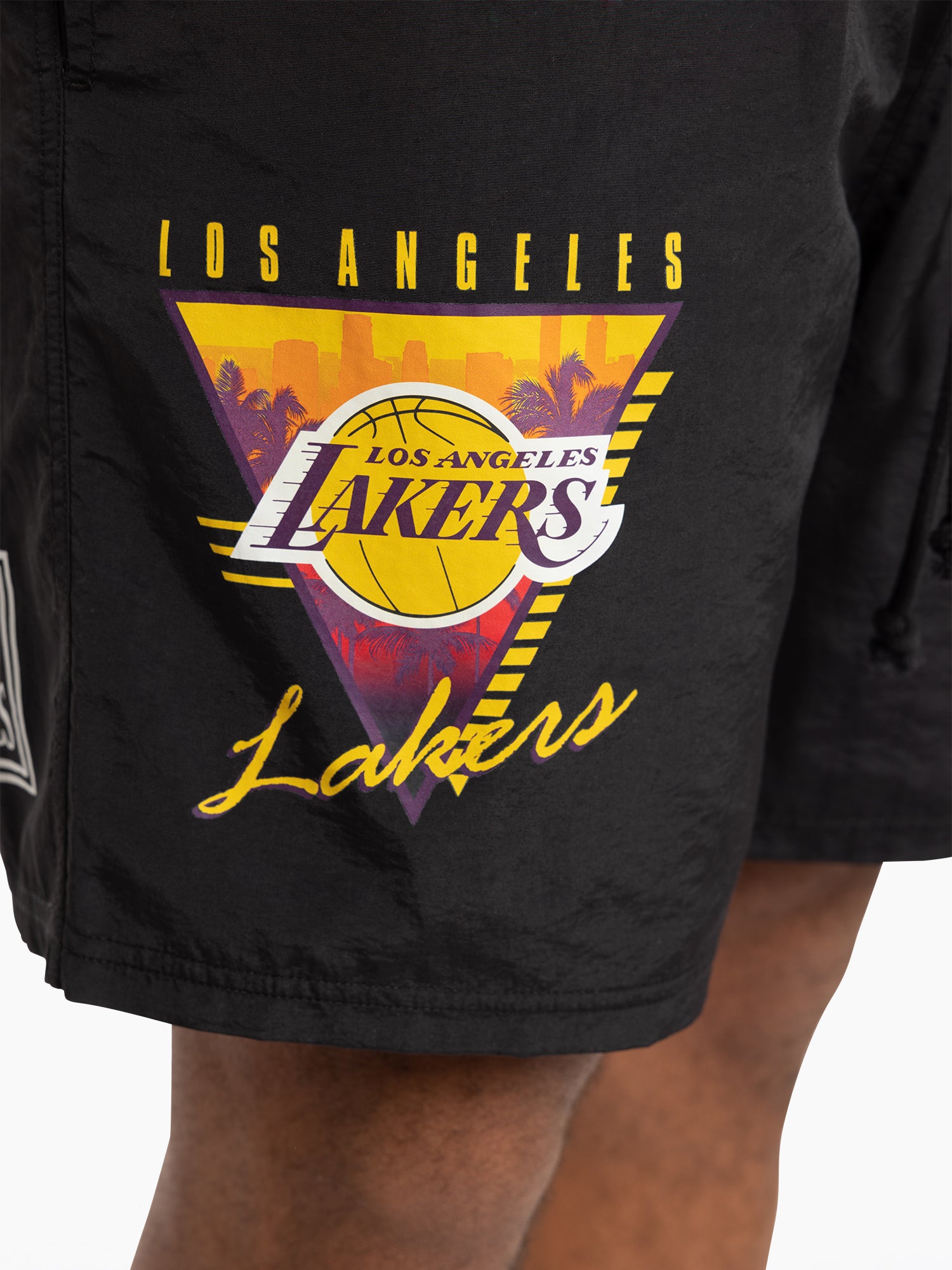 Los Angeles Lakers Mitchell & Ness NBA Where You At Nylon Shorts - Black