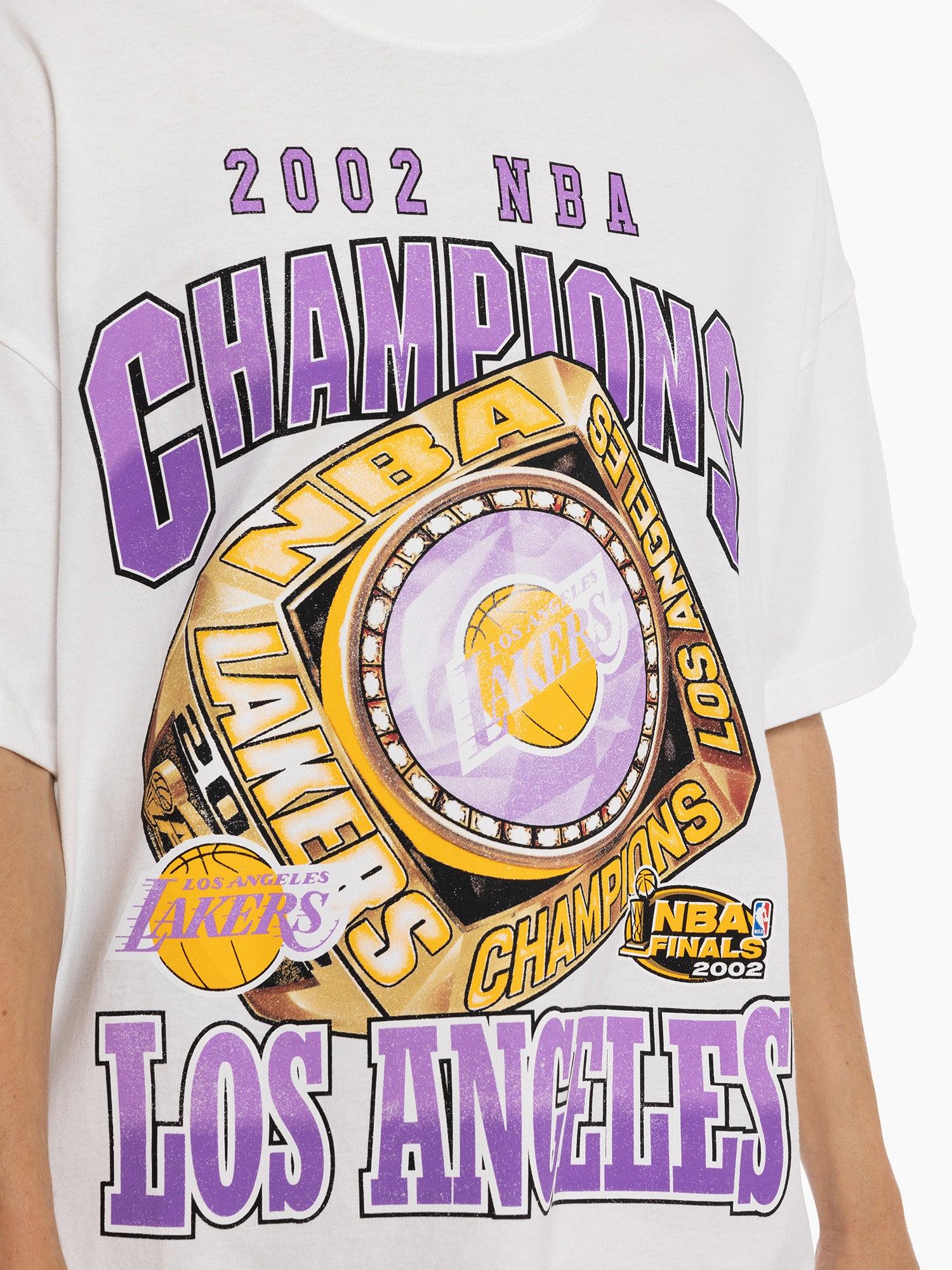 Los Angeles Lakers Mitchell & Ness NBA Champs History Vintage T-Shirt - White