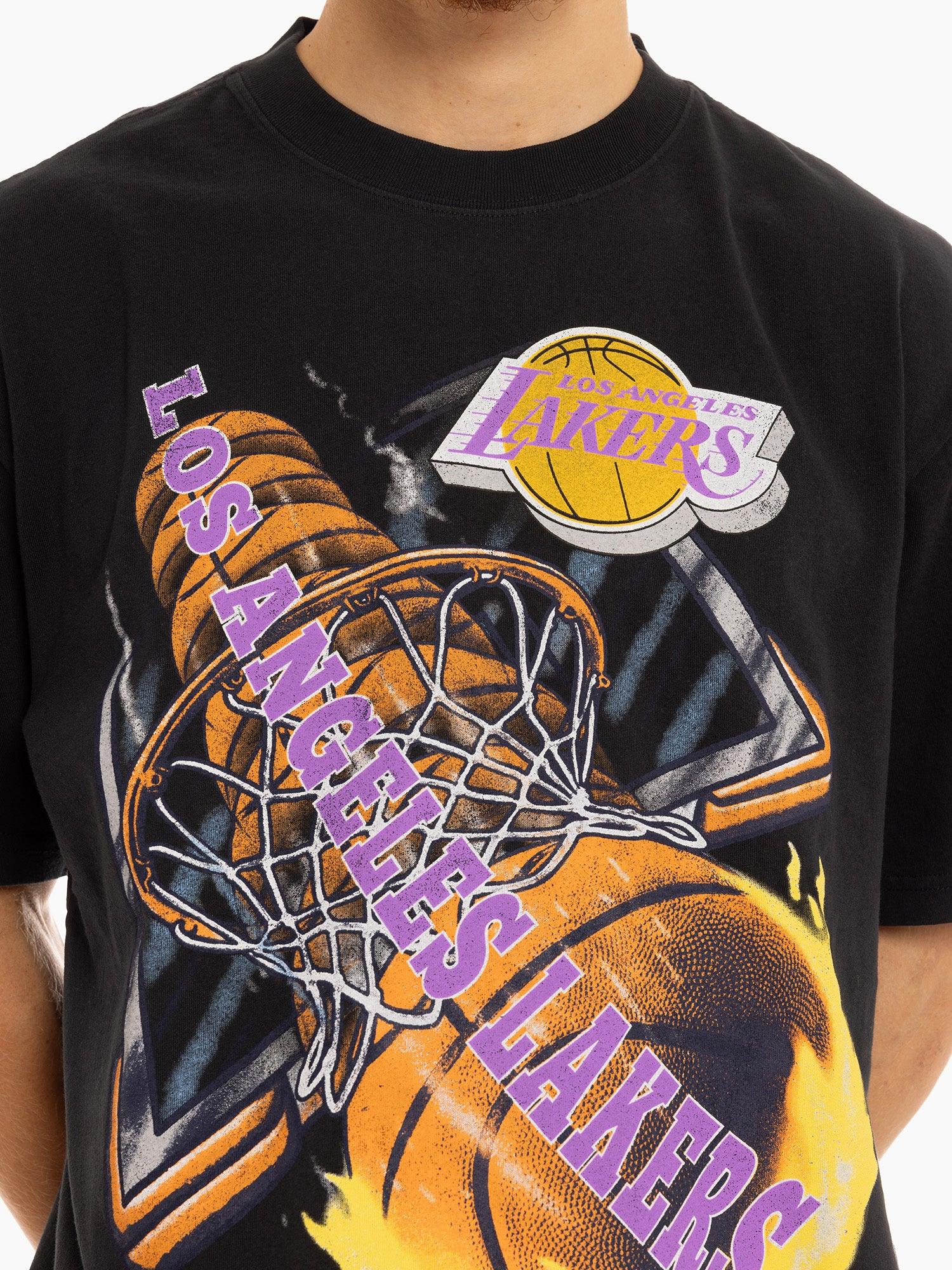 Los Angeles Lakers Mitchell & Ness NBA On Fire Vintage T-Shirt - Faded Black