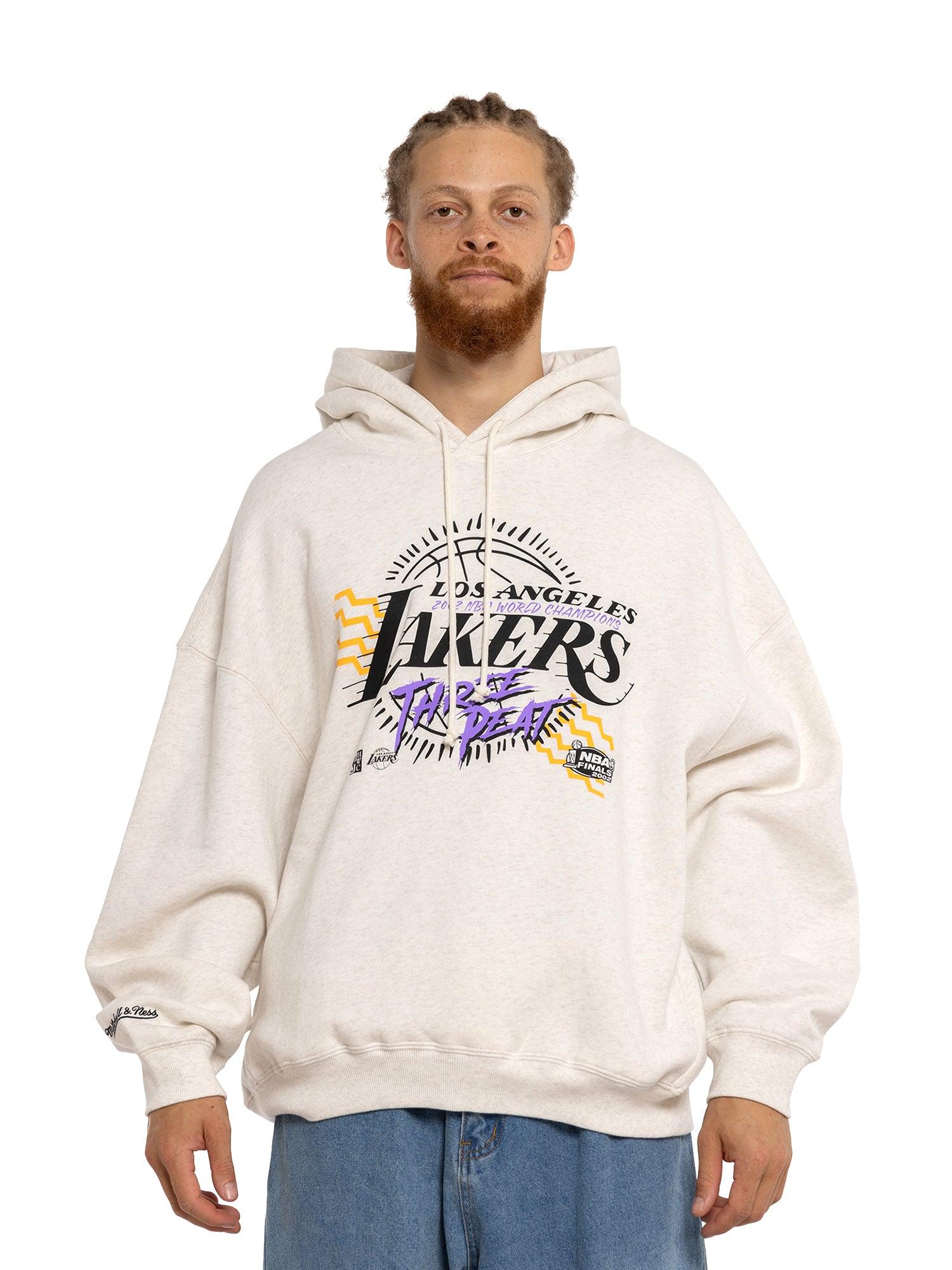 Los Angeles Lakers Mitchell & Ness NBA Accolades Vintage Hoodie Jumper - White Marle