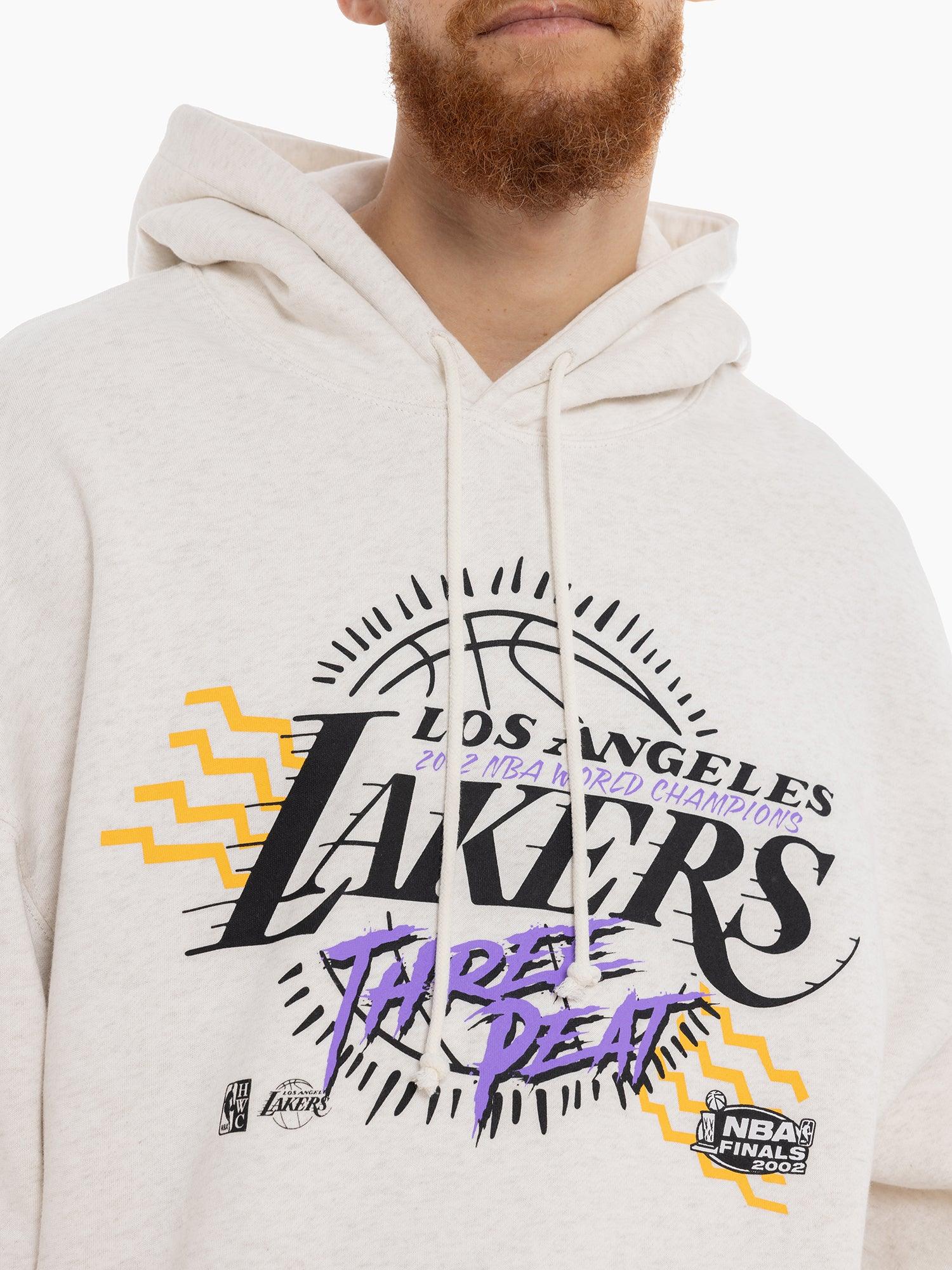 Los Angeles Lakers Mitchell & Ness NBA Accolades Vintage Hoodie Jumper - White Marle