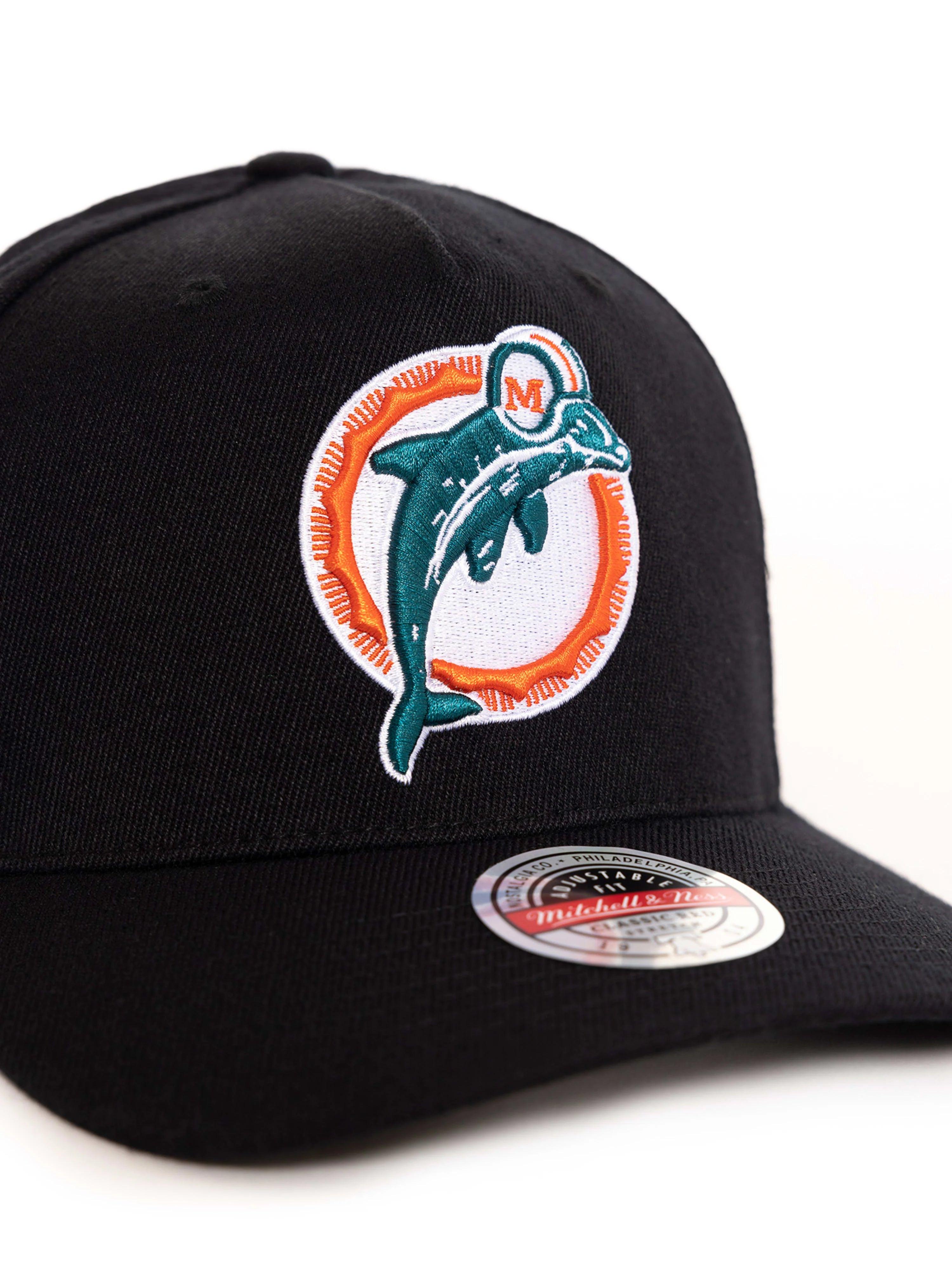 Miami Dolphins Mitchell & Ness NFL Throwback Classic Red Snapback Hat - Black