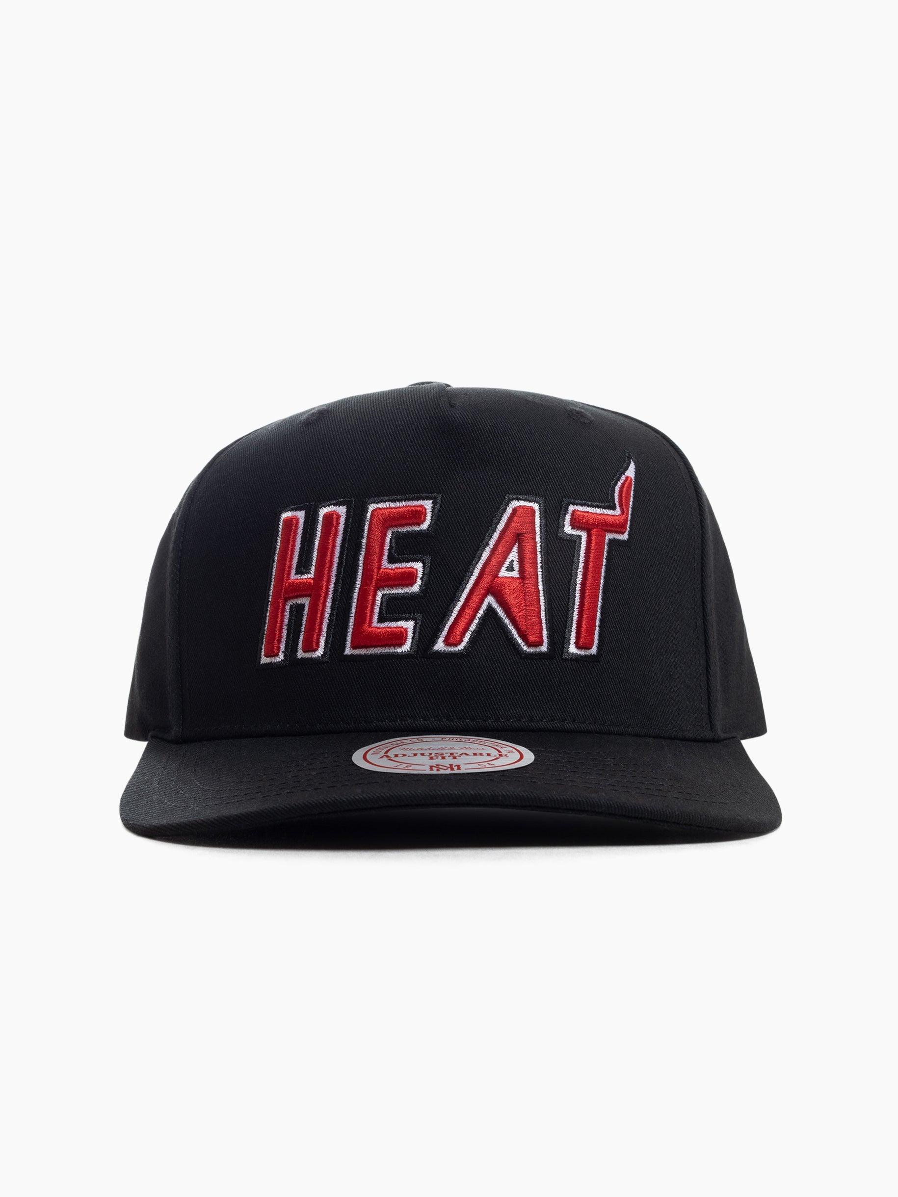 Miami Heat Mitchell & Ness NBA HWC Wordmark MVP Snapback Hat - Black