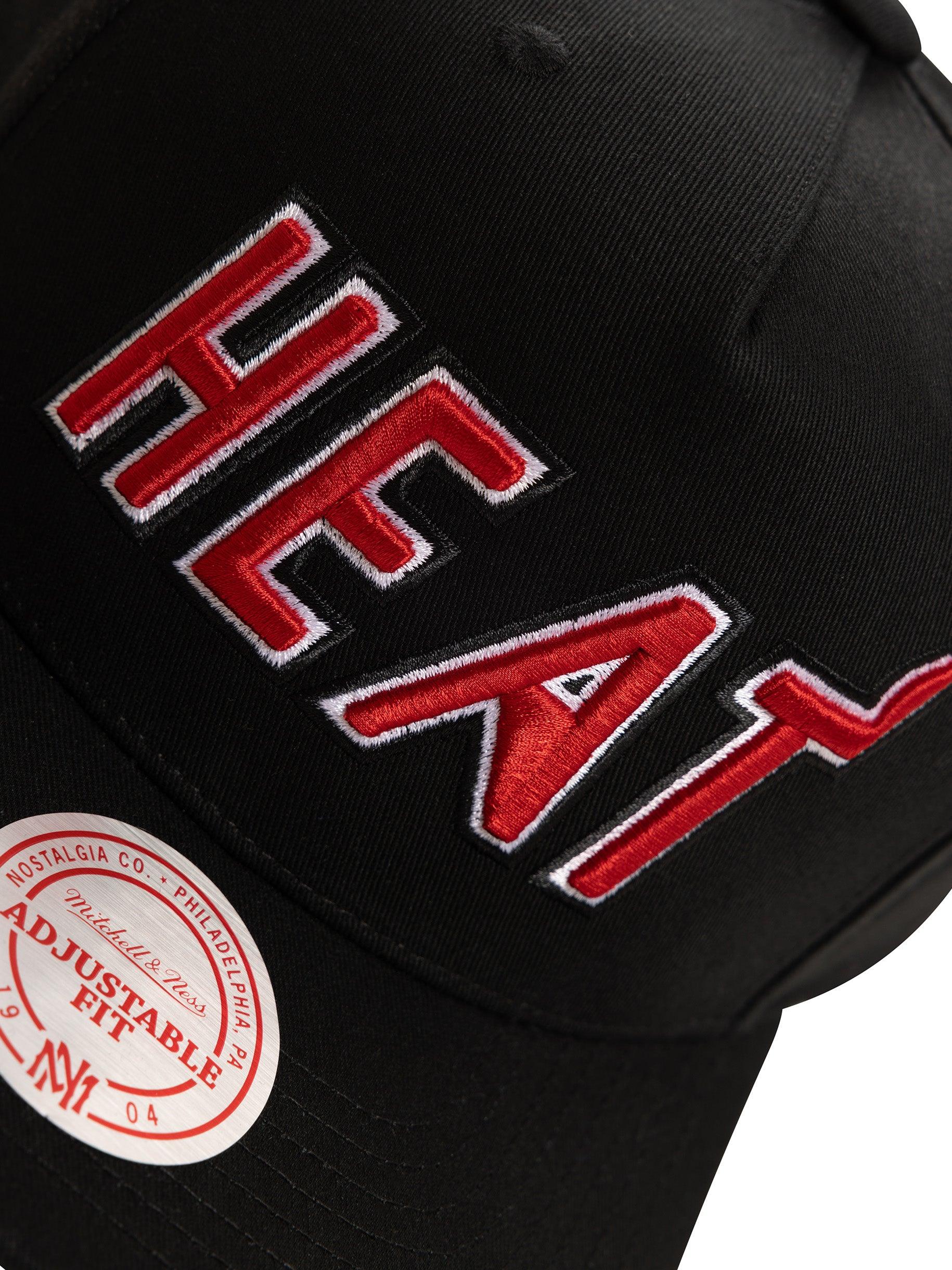 Miami Heat Mitchell & Ness NBA HWC Wordmark MVP Snapback Hat - Black