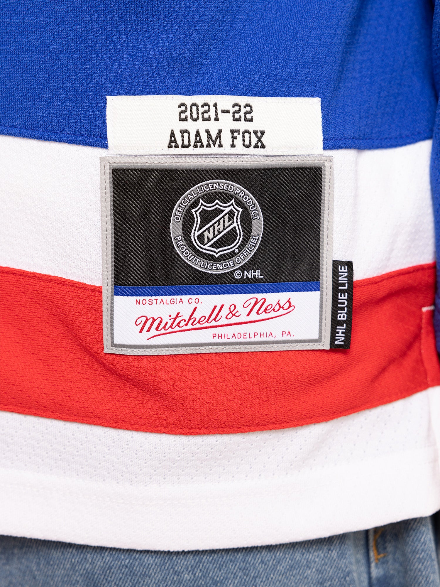 Adam Fox New York Rangers Mitchell & Ness NHL 21 Blue Line Jersey