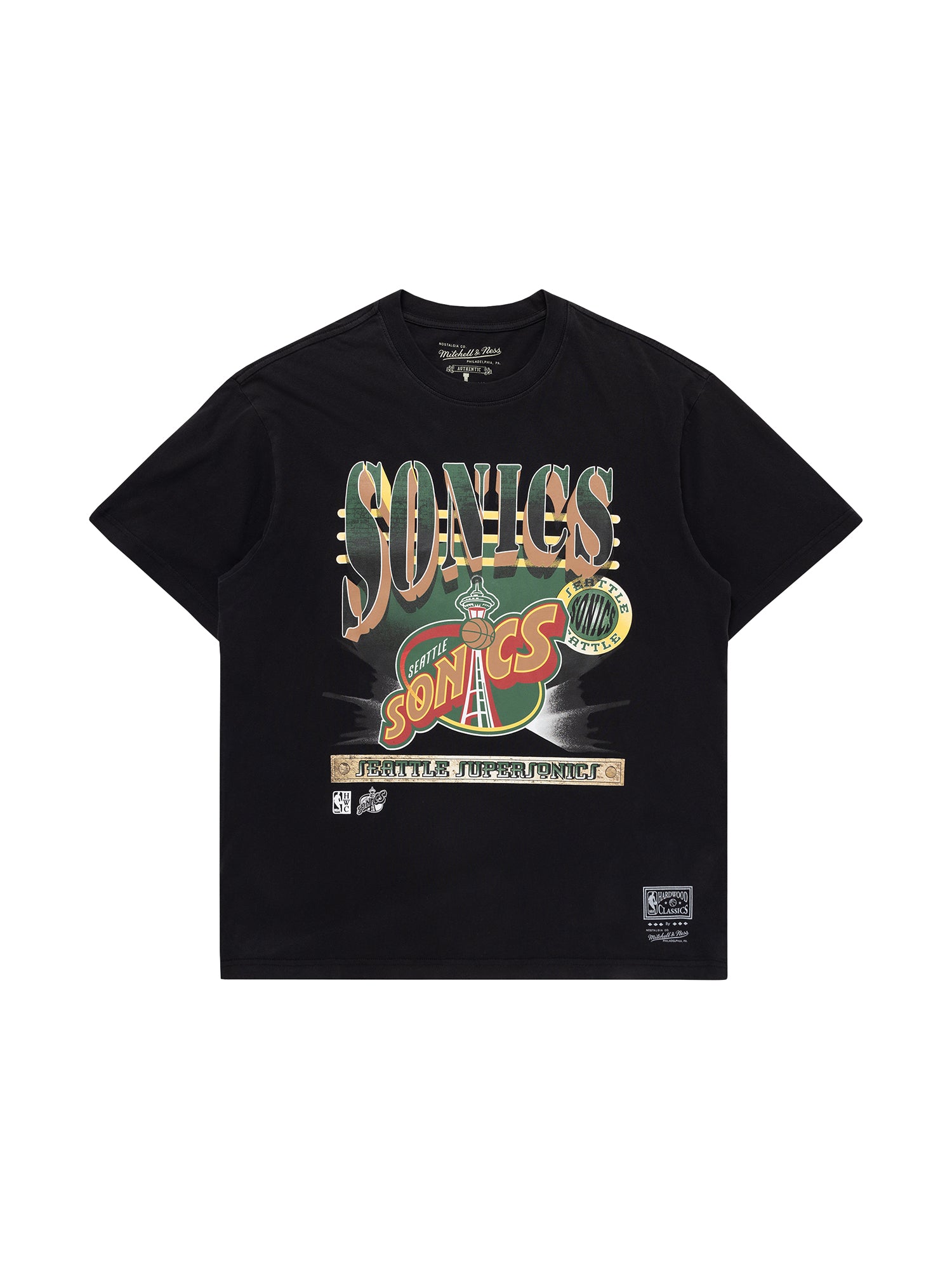 Seattle Supersonics Mitchell & Ness NBA Spotlight Vintage T-Shirt - Faded Black