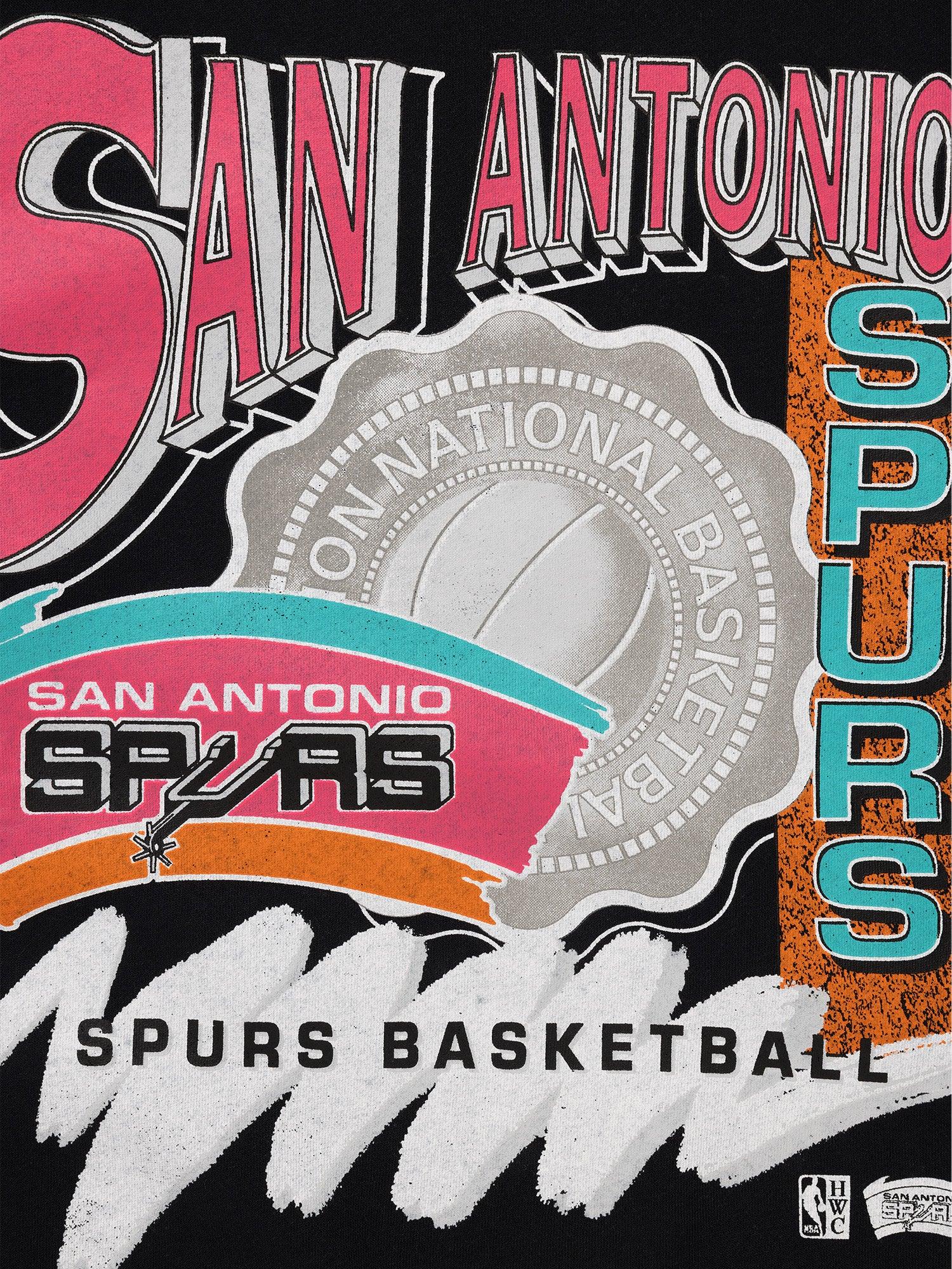 San Antonio Spurs Mitchell & Ness NBA Brush Off Vintage Crew Jumper - Vintage Black