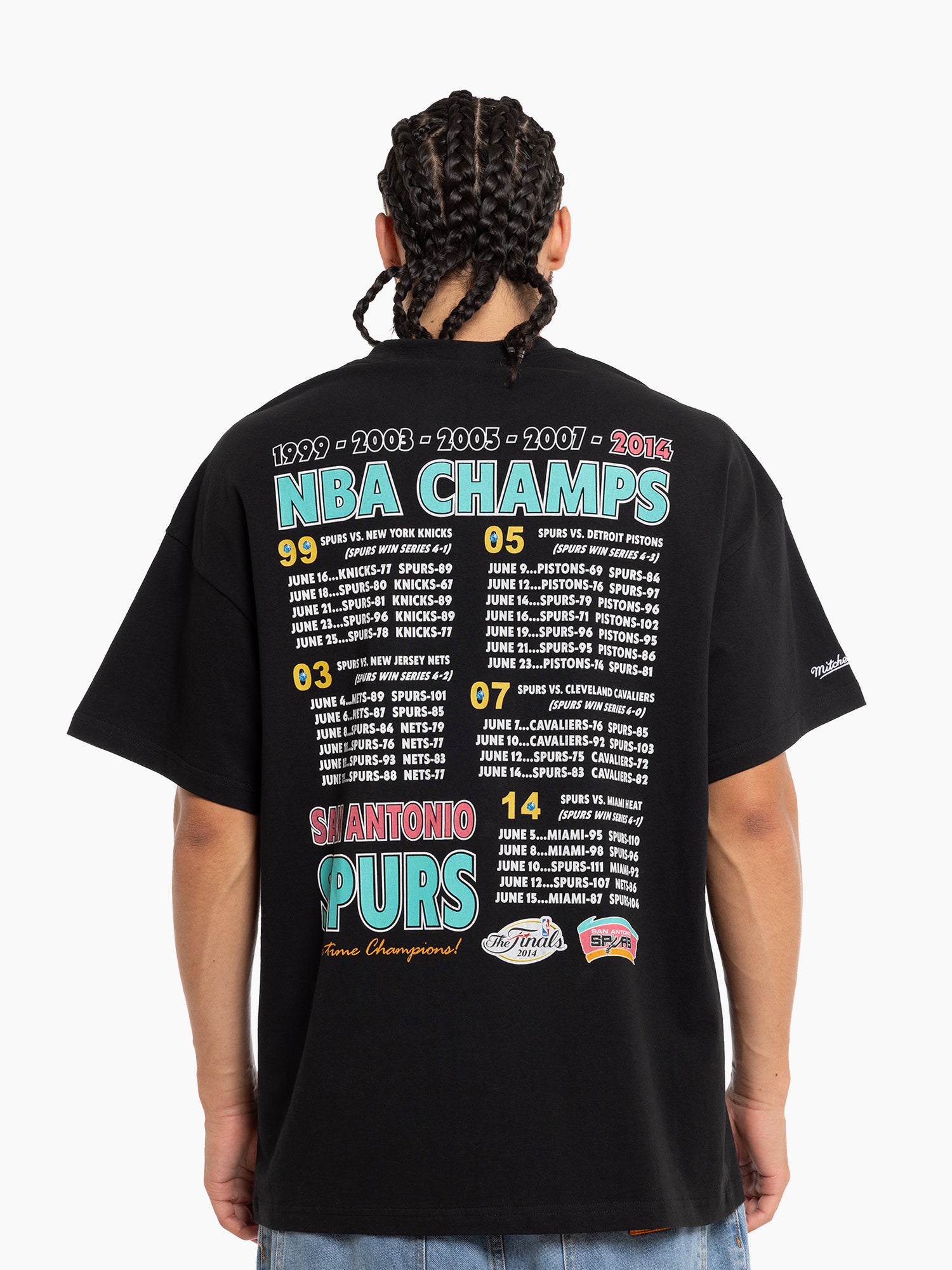 San Antonio Spurs Mitchell & Ness NBA 14 Champs Tour Vintage T-Shirt - Vintage Black