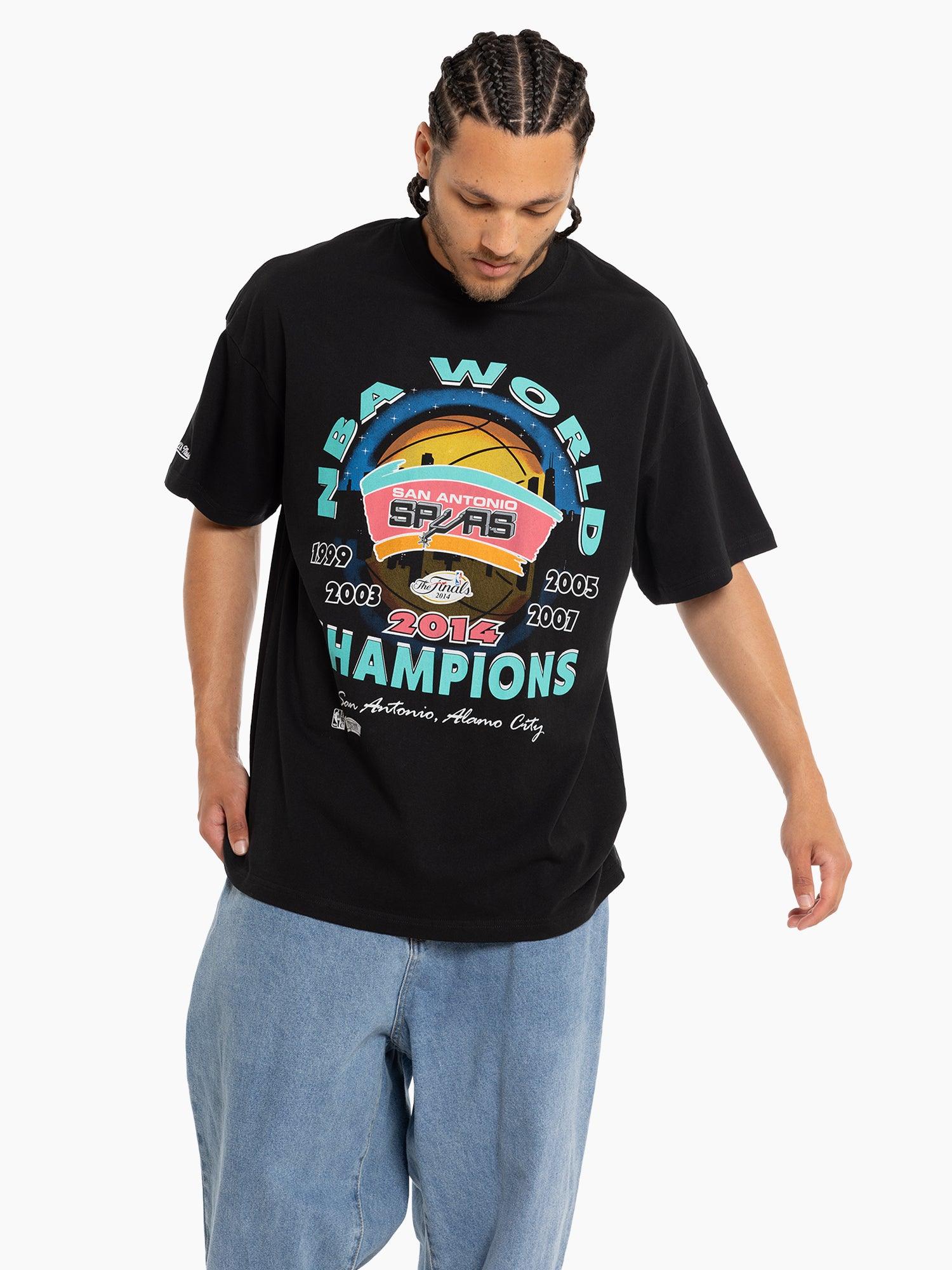 San Antonio Spurs Mitchell & Ness NBA 14 Champs Tour Vintage T-Shirt - Vintage Black