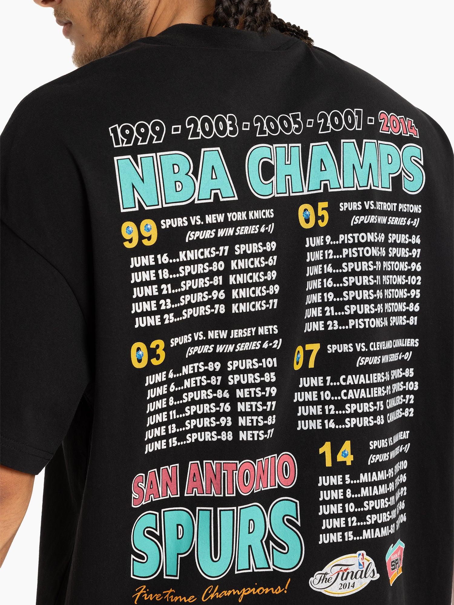 San Antonio Spurs Mitchell & Ness NBA 14 Champs Tour Vintage T-Shirt - Vintage Black