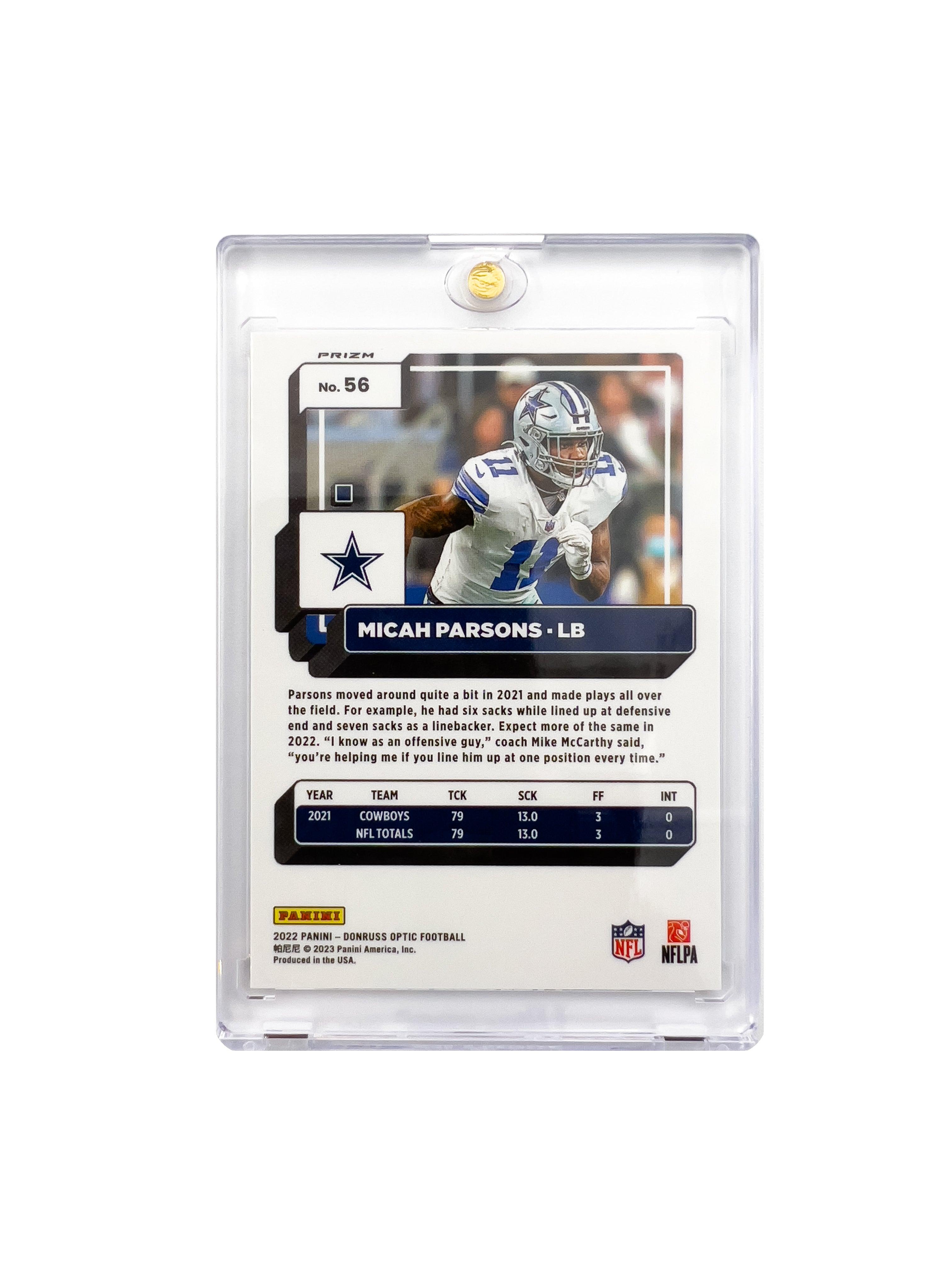 Micah Parsons Dallas Cowboys Panini NFL Optic 22 Holo Card